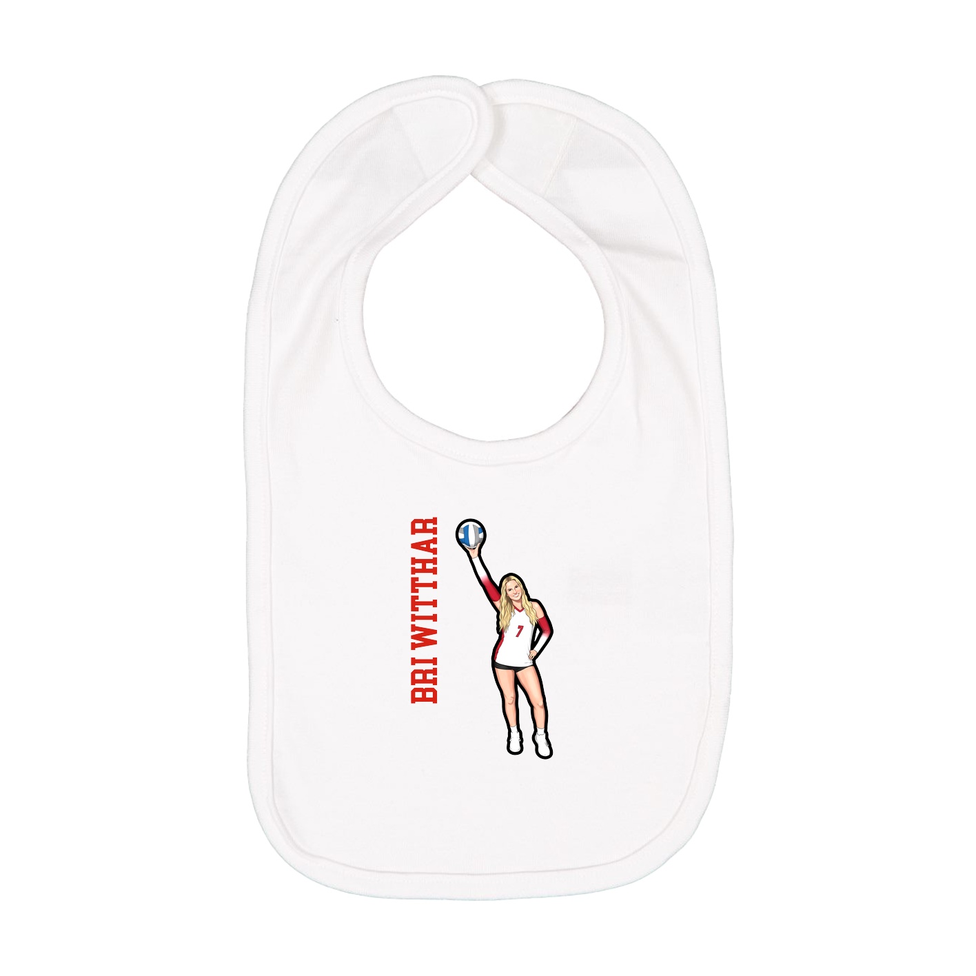 Infant Bib — Name Vertical in White