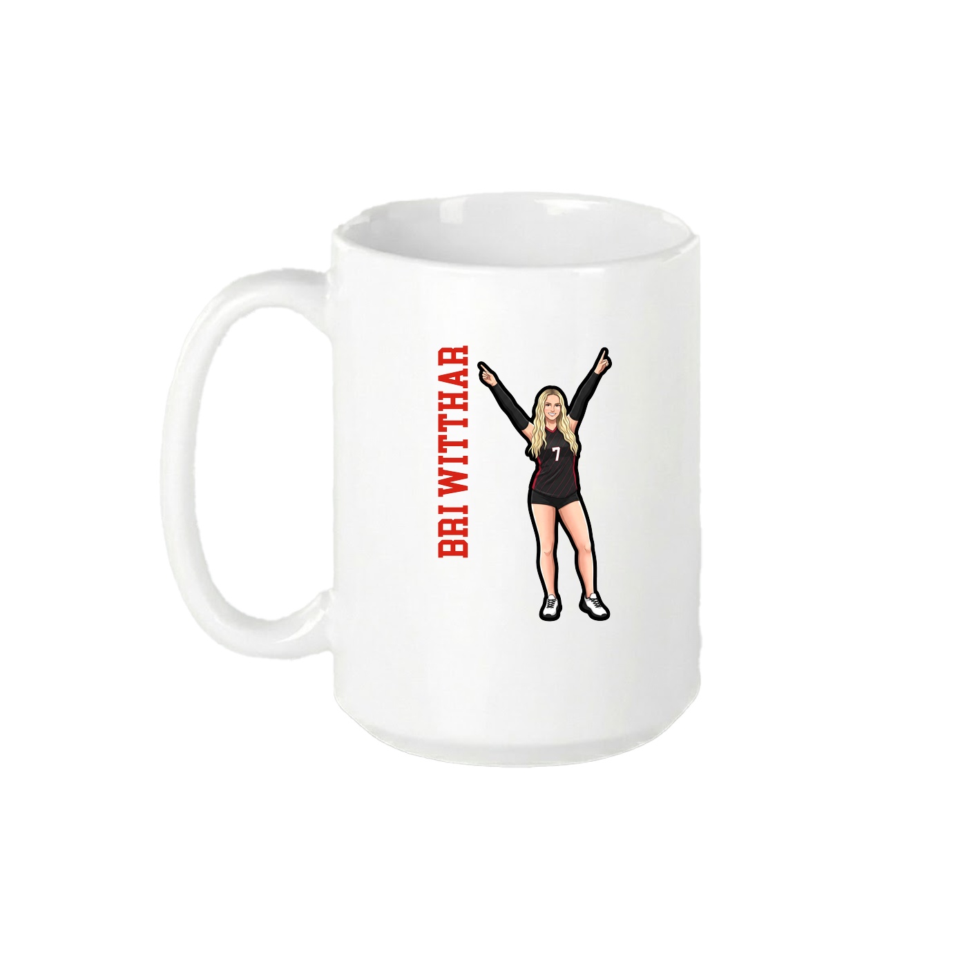 15oz Coffee Mug — Name Vertical in White