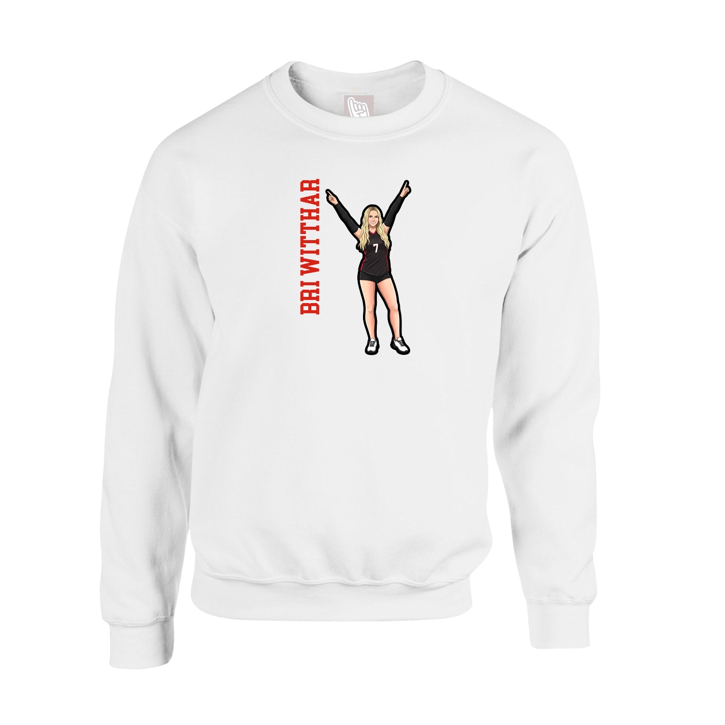 Fleece Crew — Name Vertical in White