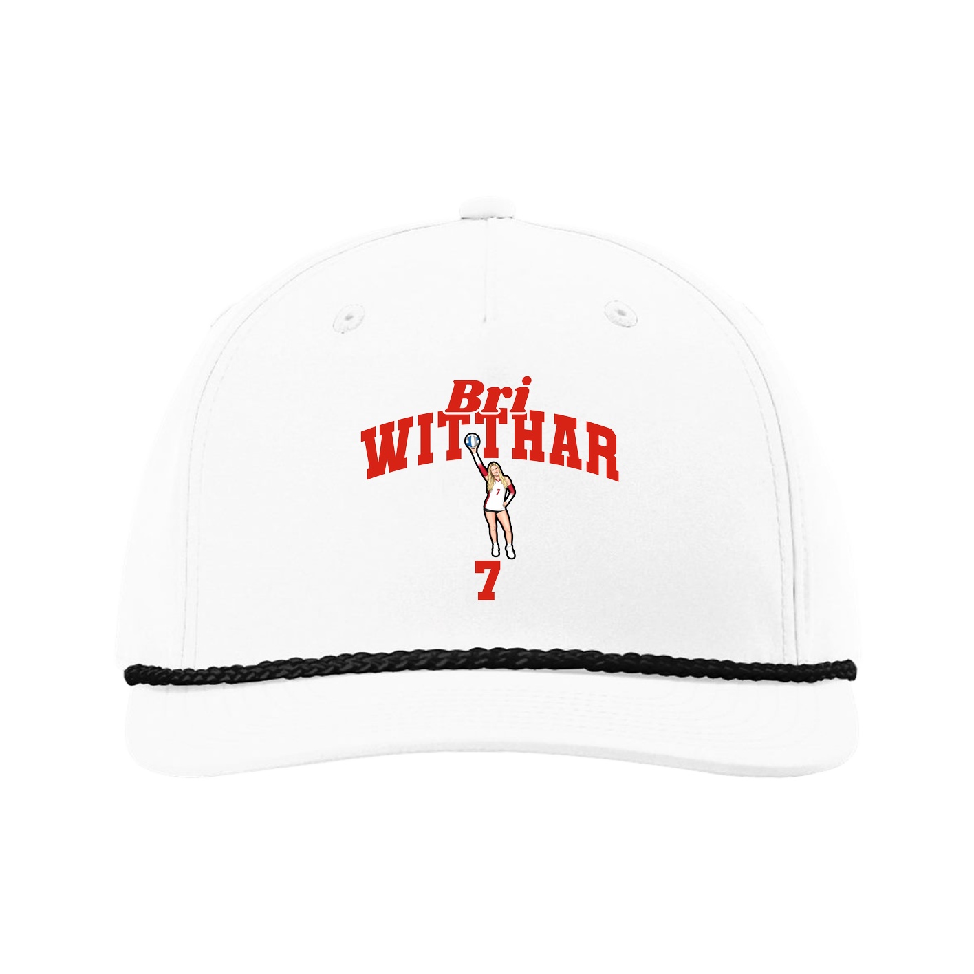 Five-Panel Classic Rope Cap — Signature Arch in White