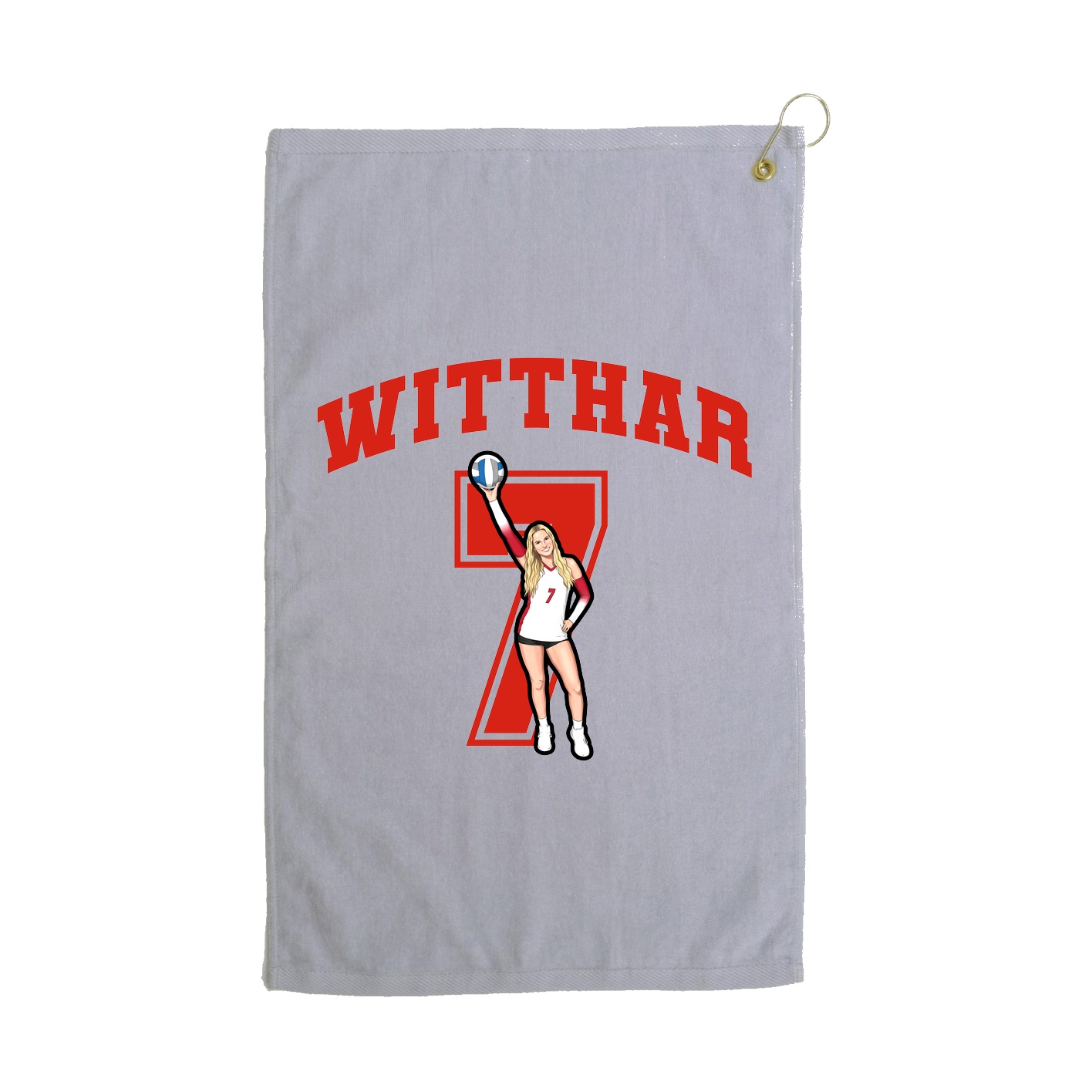 Golf Towel — Number in Grey