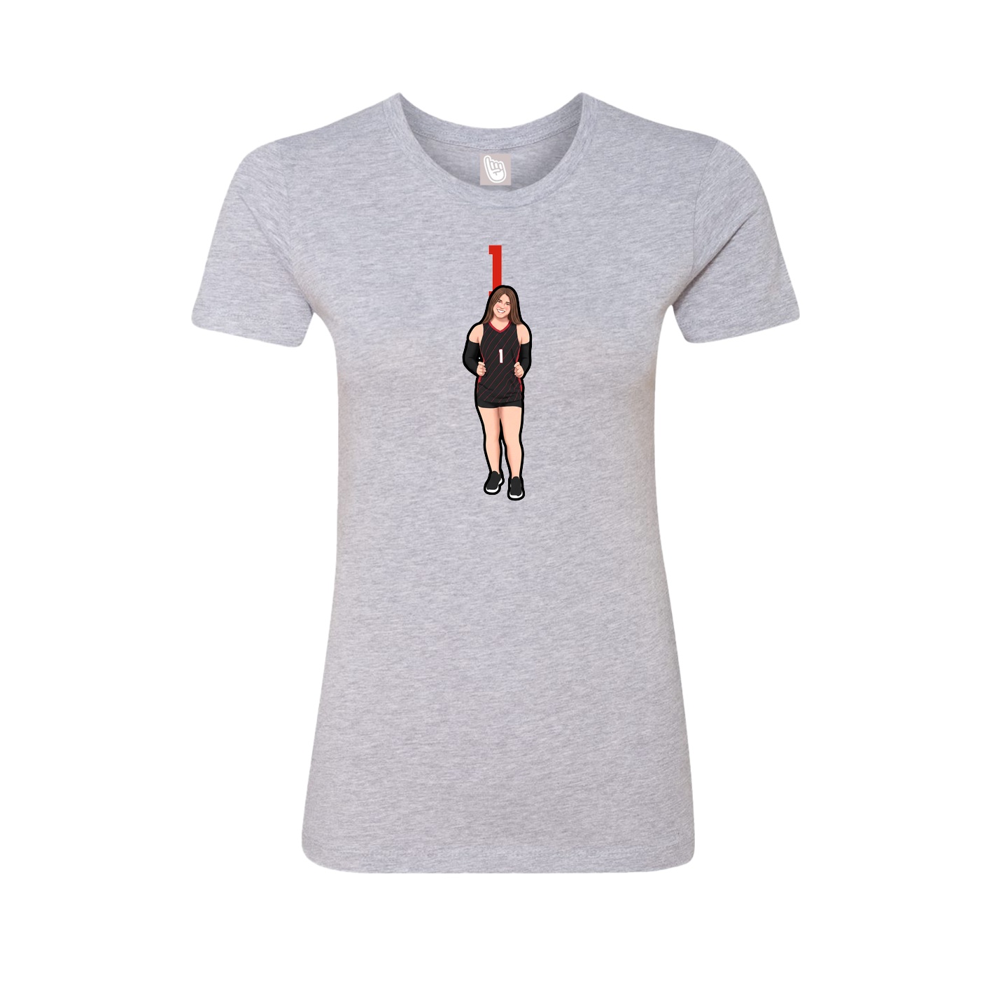 Fitted Women's Tee — Number Top in Grey