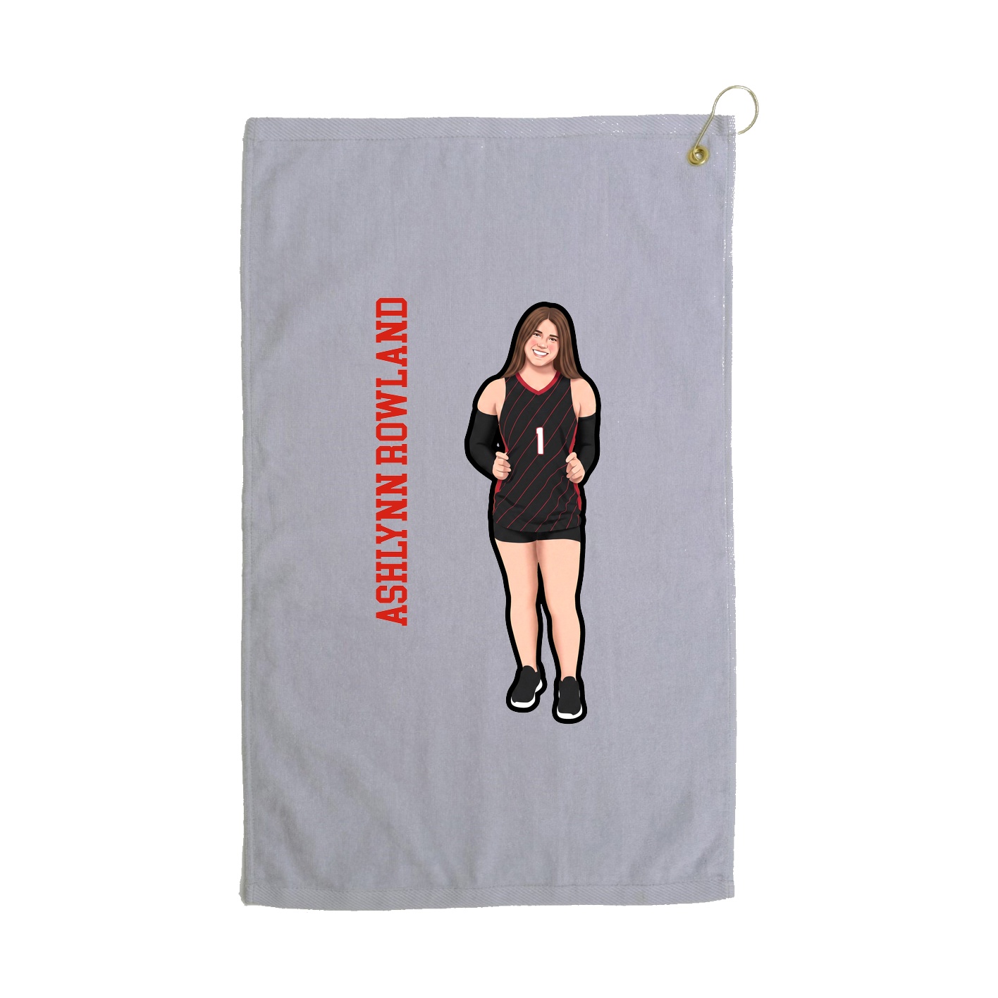 Golf Towel — Name Vertical in Grey