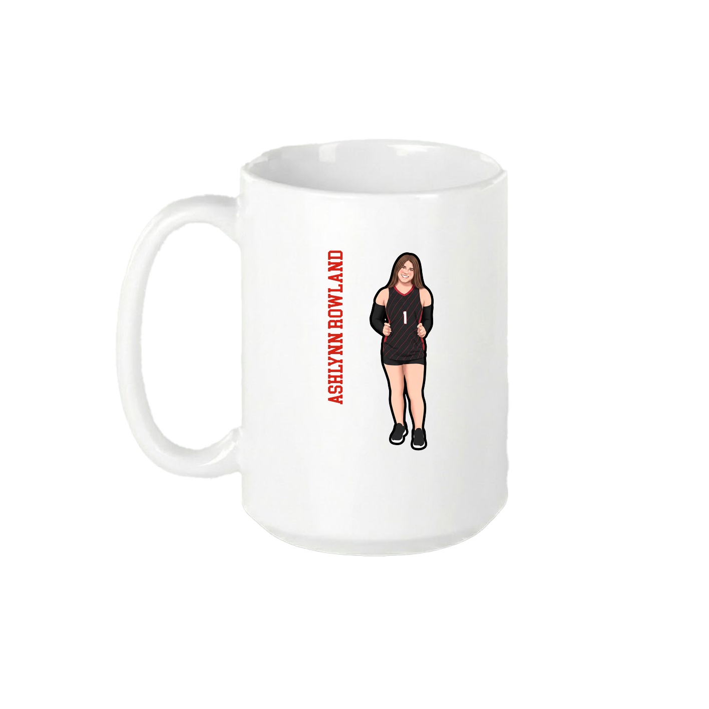 15oz Coffee Mug — Name Vertical in White