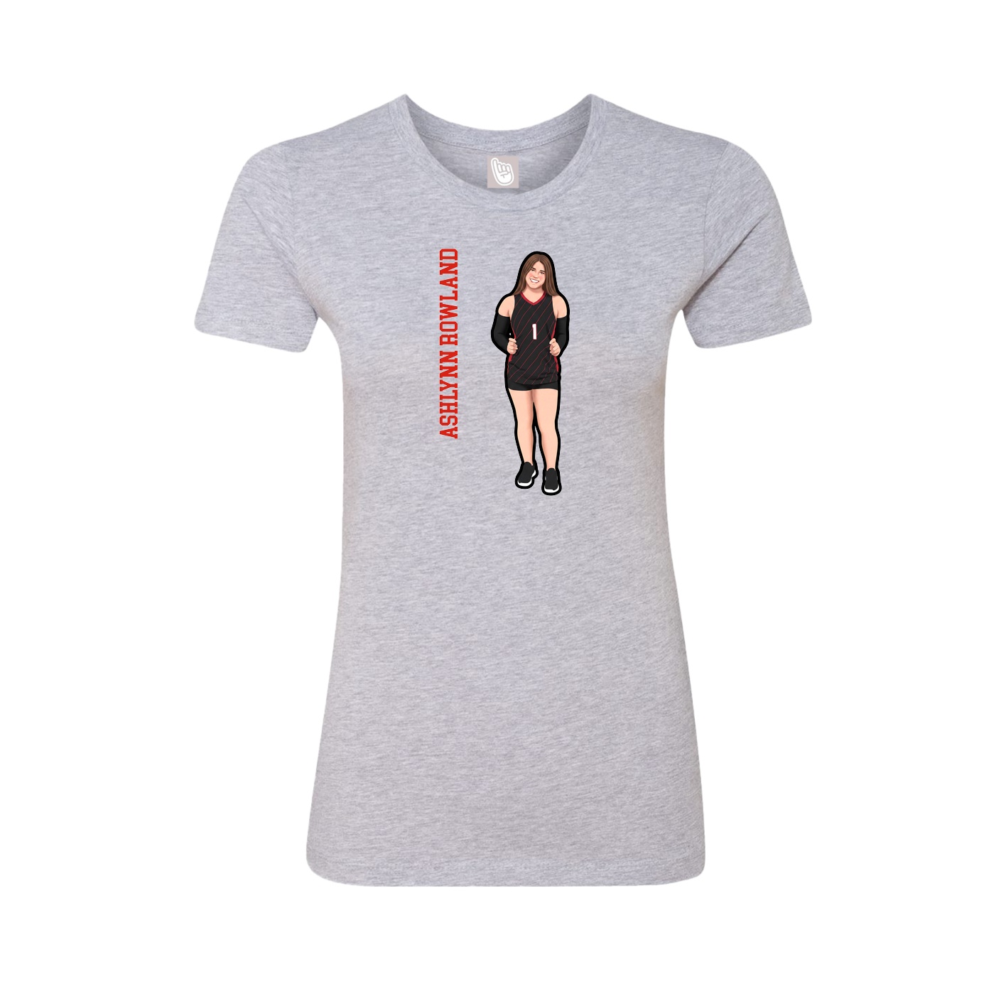 Fitted Women's Tee — Name Vertical in Grey