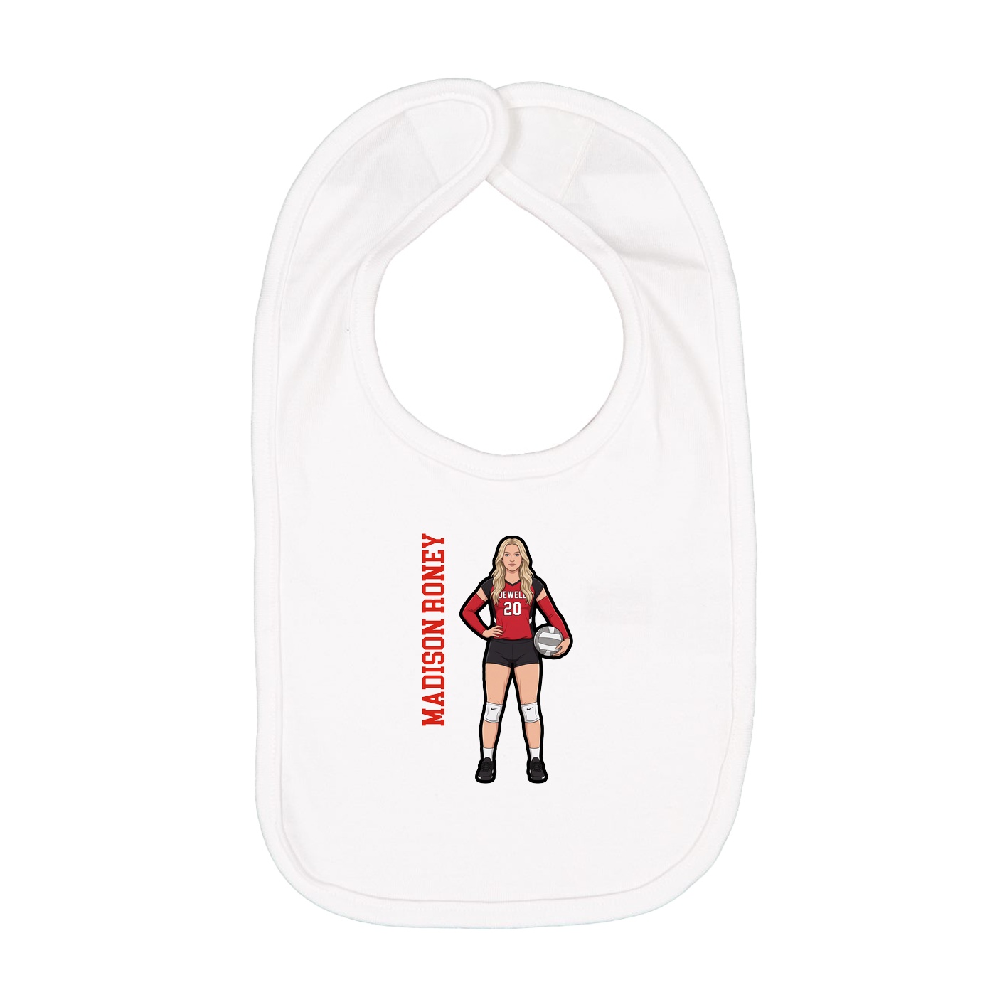Infant Bib — Name Vertical in White