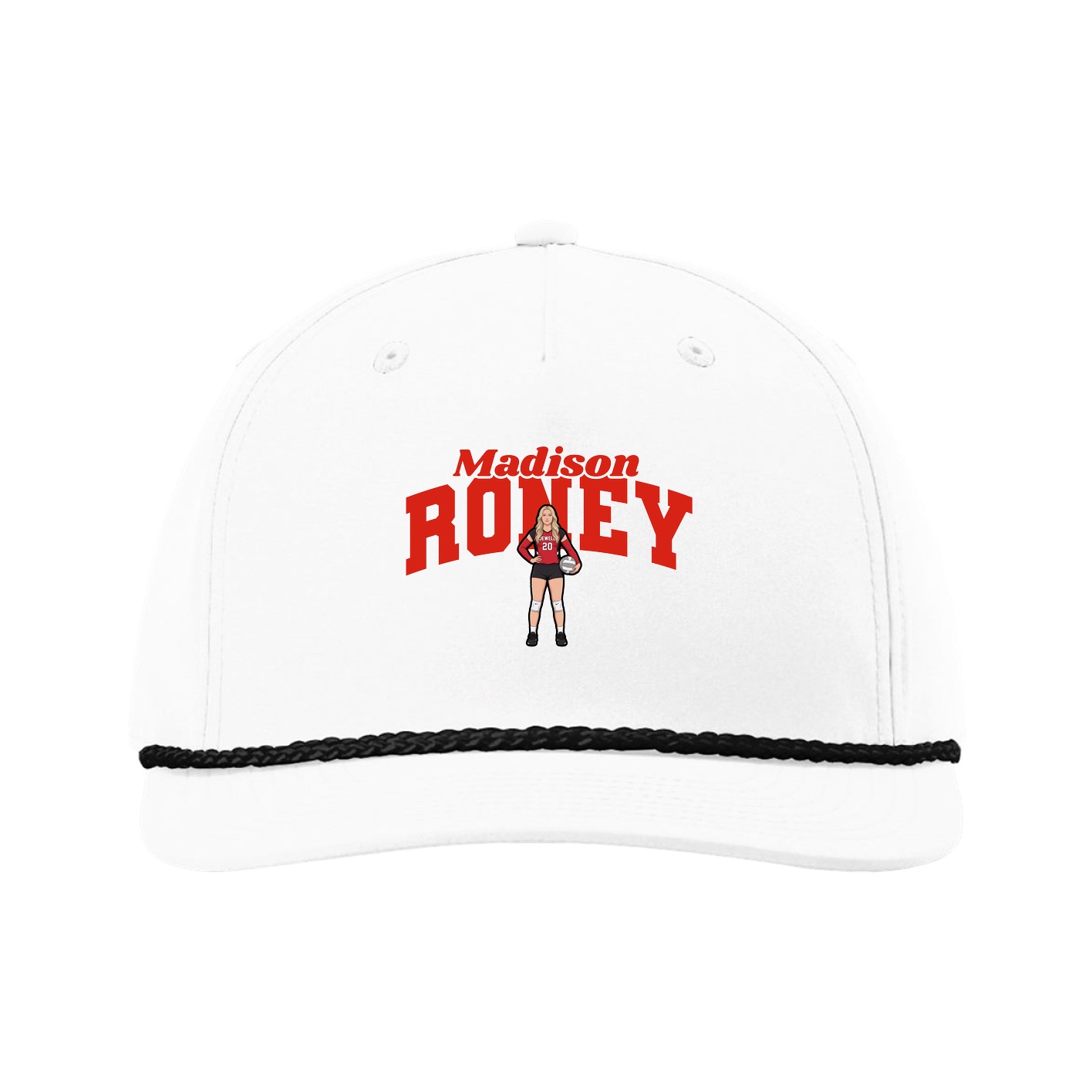 Five-Panel Classic Rope Cap — Signature Arch in White