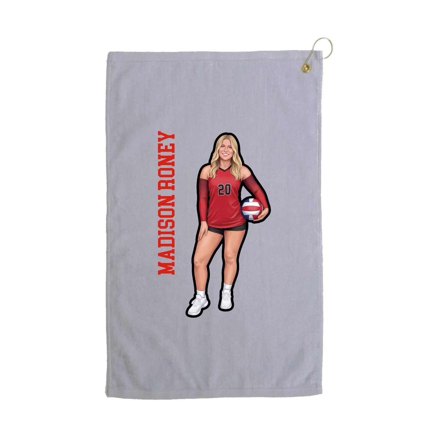 Golf Towel — Name Vertical in Grey