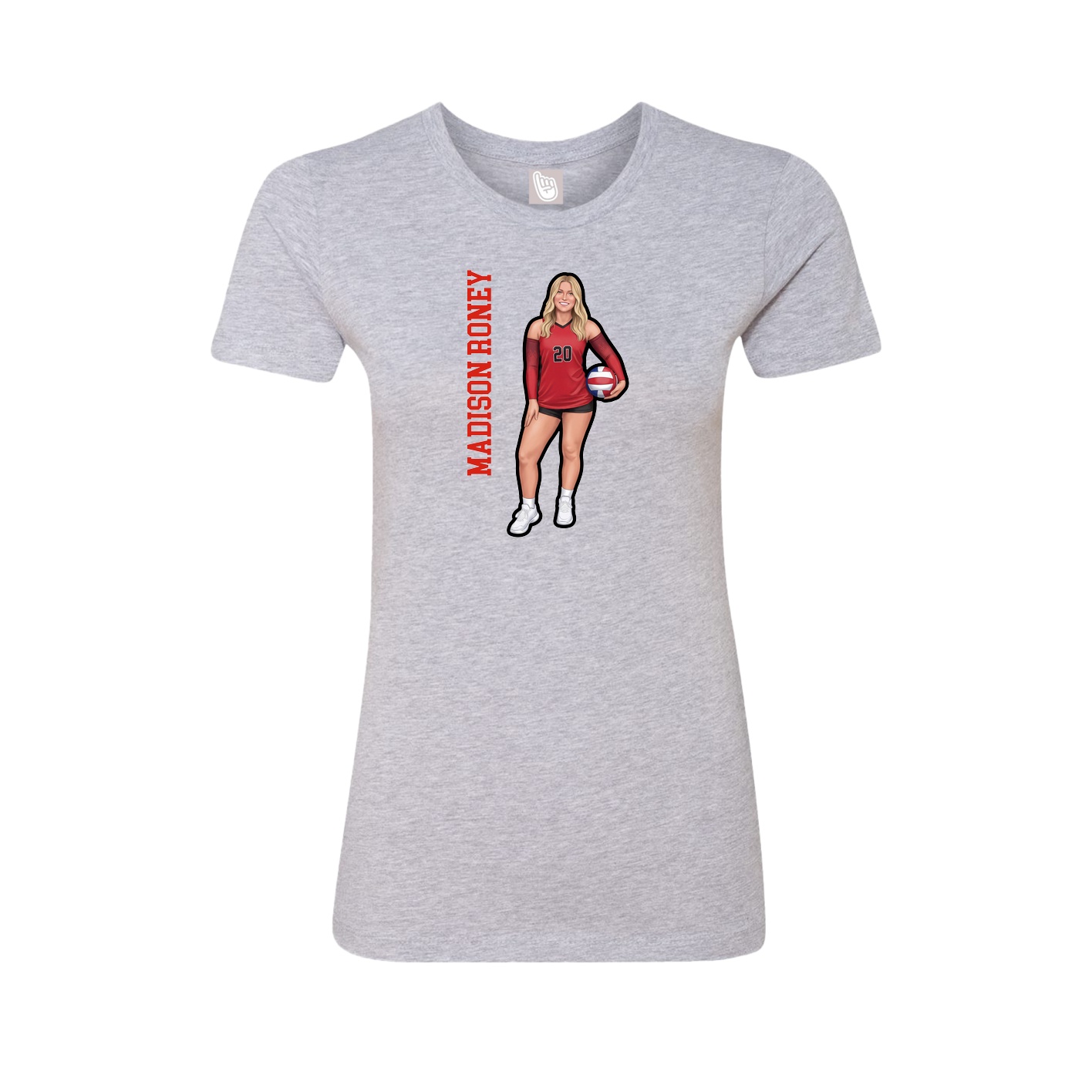 Fitted Women's Tee — Name Vertical in Grey