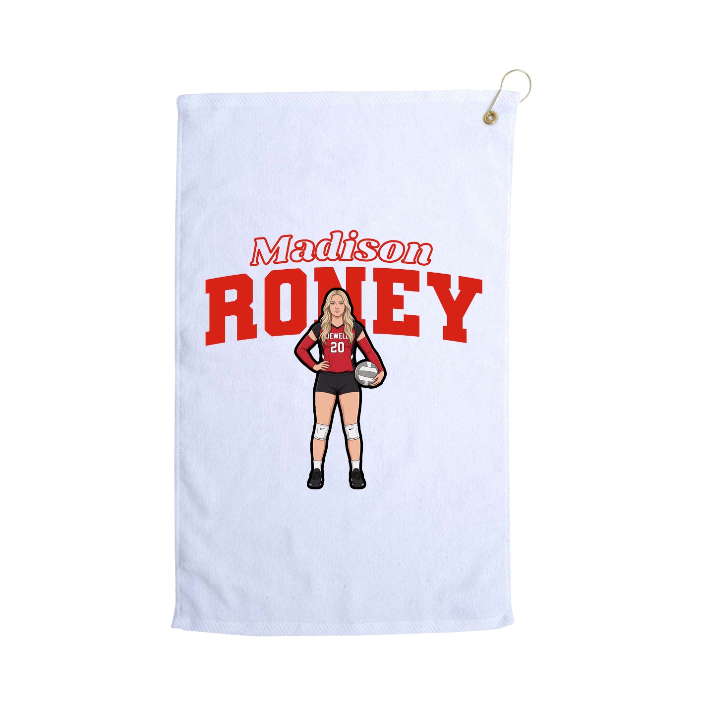 Golf Towel — Name Arch in White