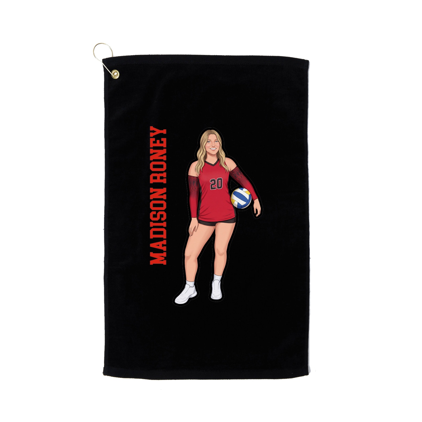 Golf Towel — Name Vertical in Black
