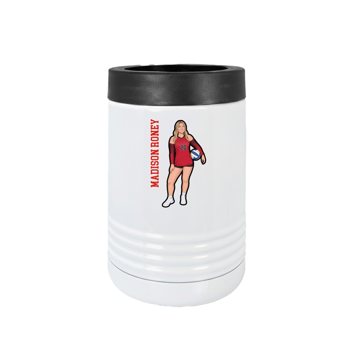 Beverage Holder — Name Vertical in White
