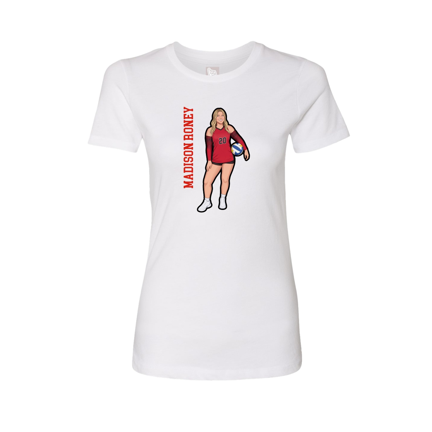 Fitted Women's Tee — Name Vertical in White