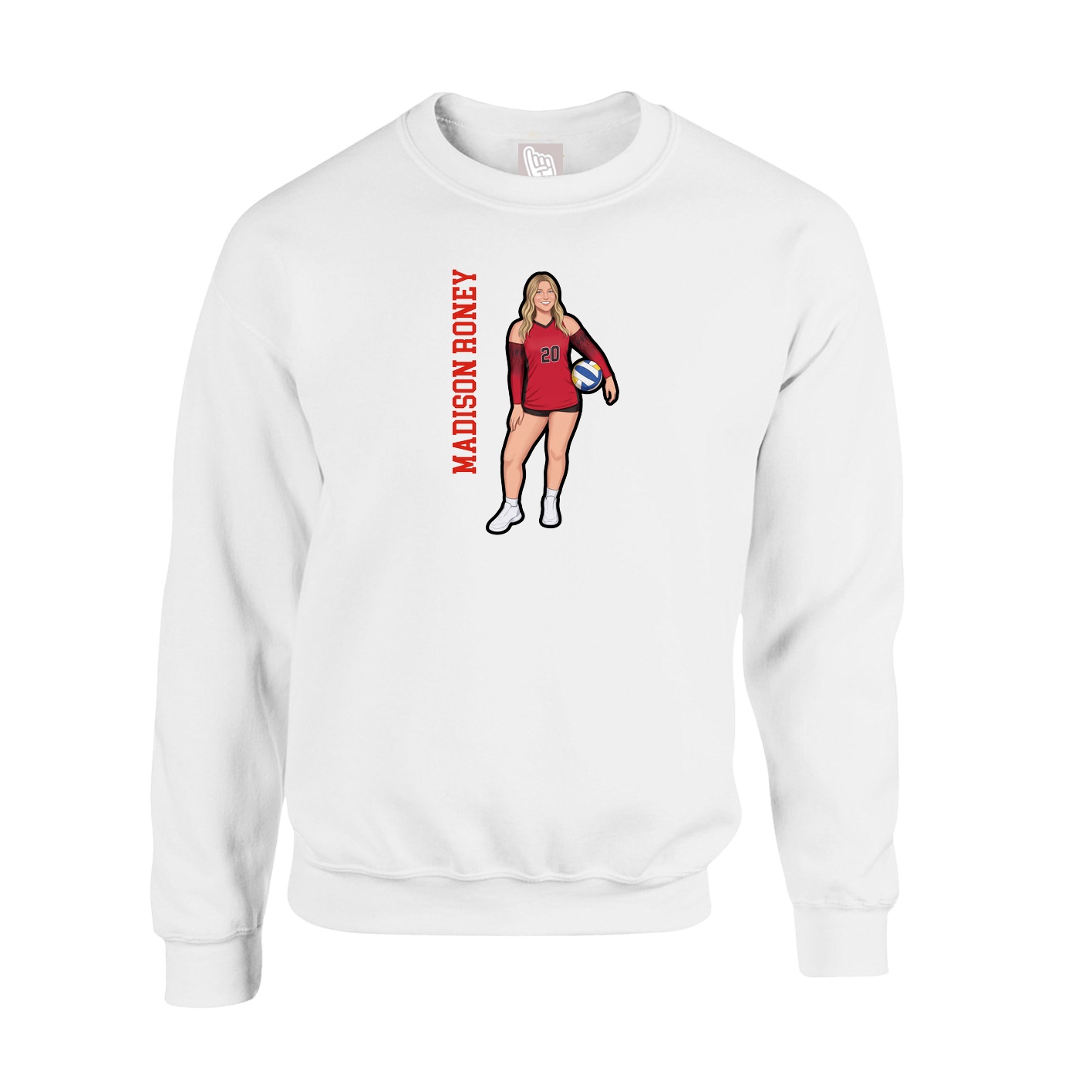 Fleece Crew — Name Vertical in White