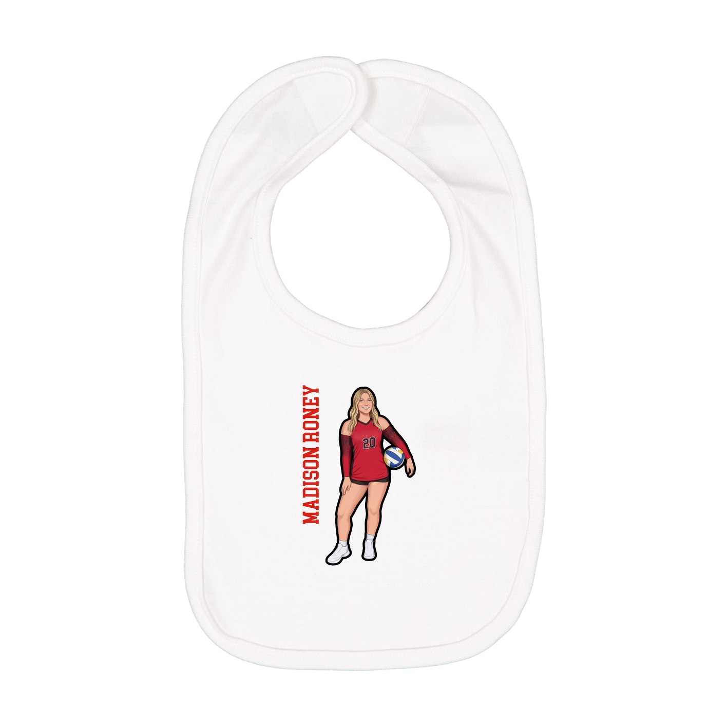 Infant Bib — Name Vertical in White