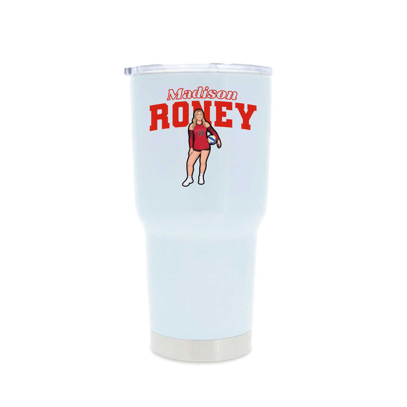 30oz Stainless Steel Tumbler — Name Arch in White