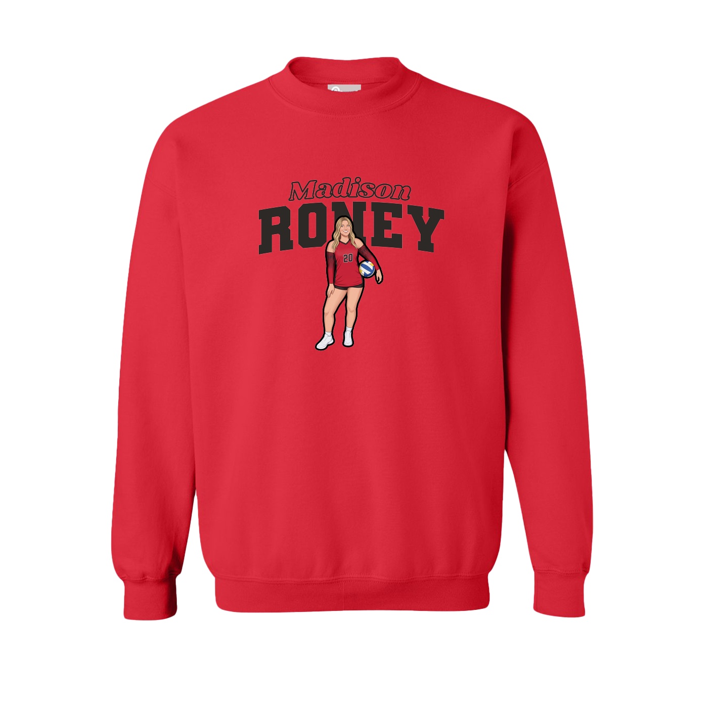 Fleece Crew — Name Arch in Red