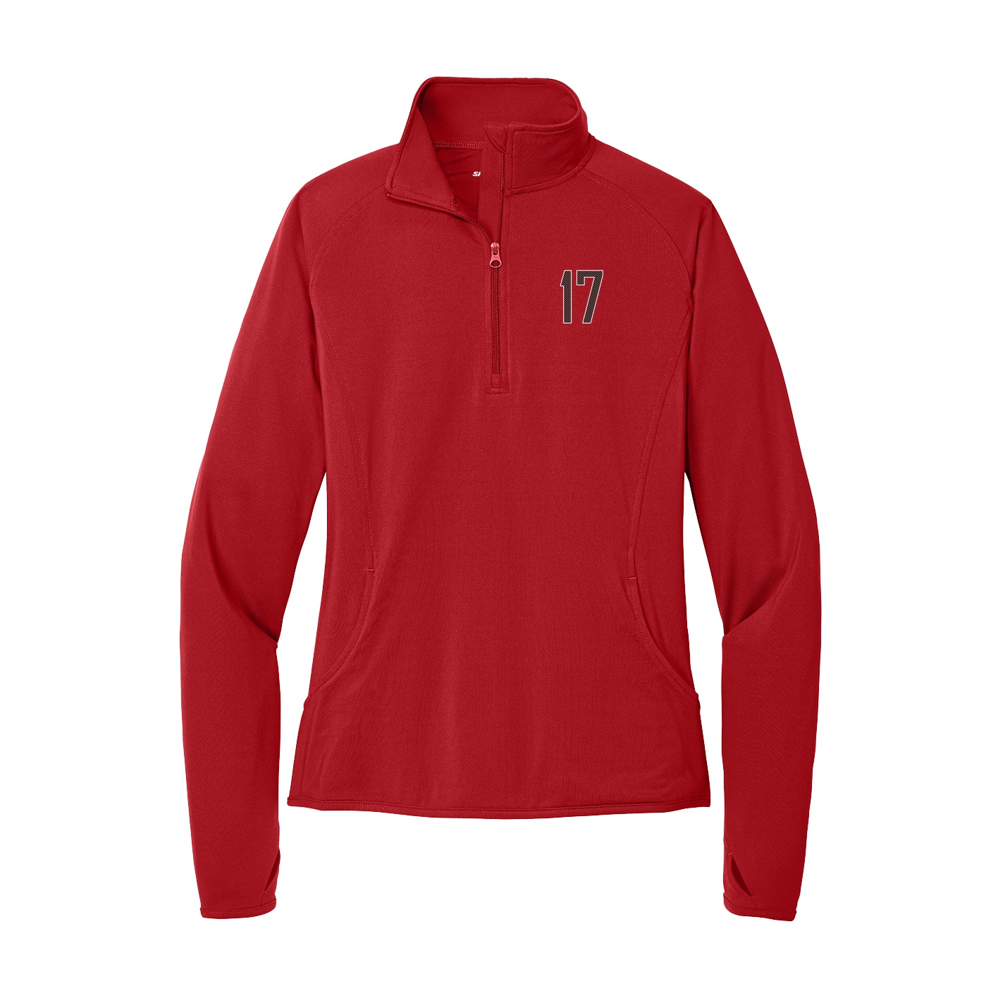 Women's Q-Zip Pullover — Front Shirsy in Red