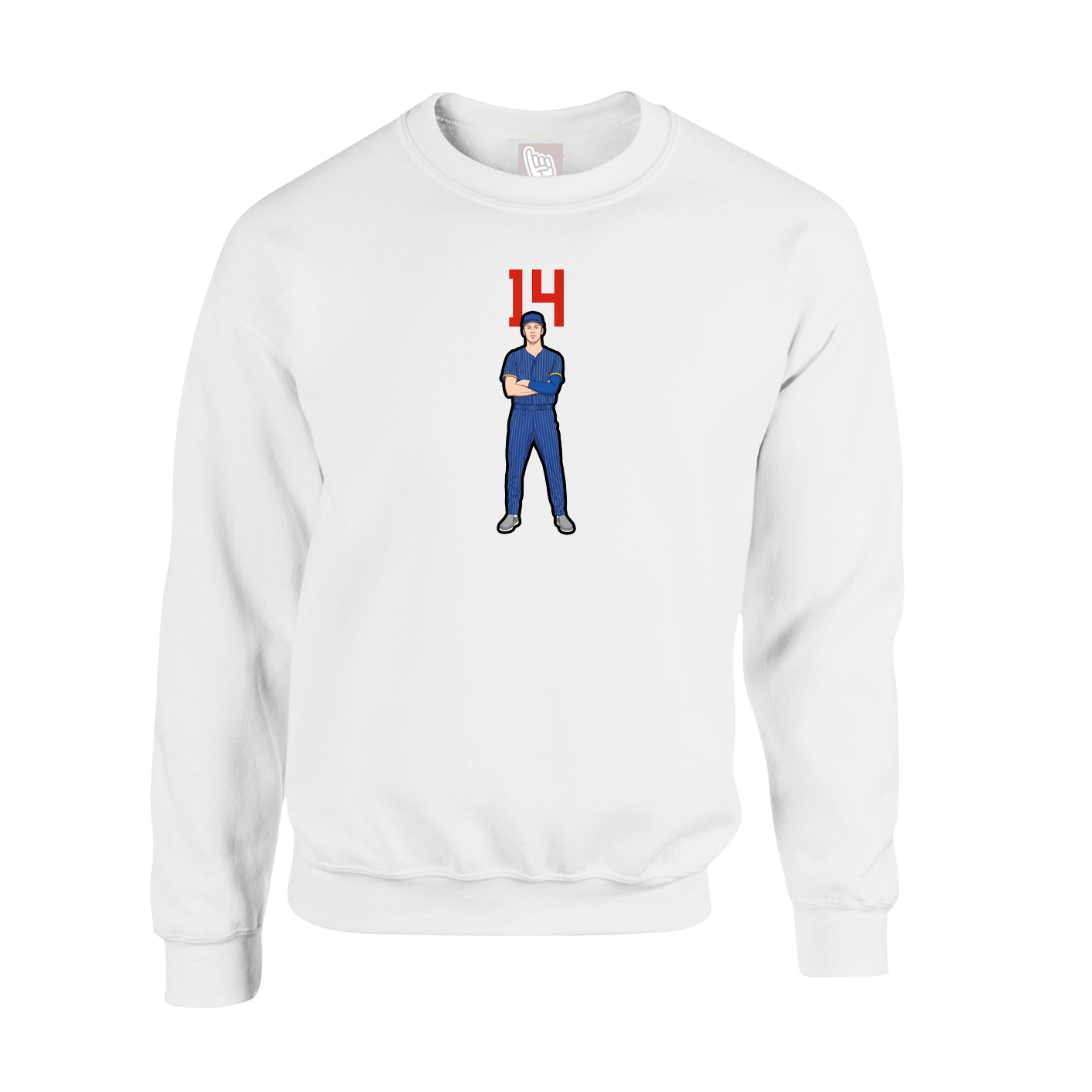 Fleece Crew — Number Top in White