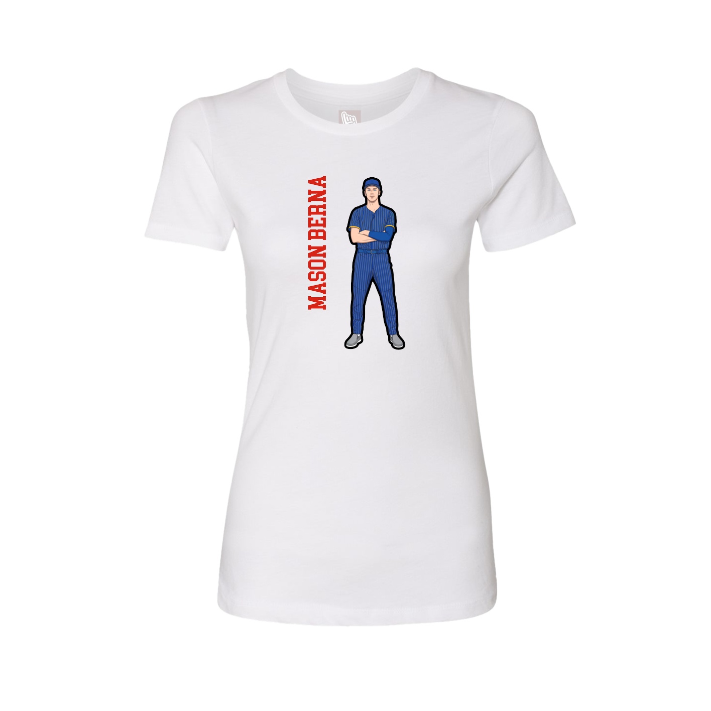 Fitted Women's Tee — Name Vertical in White