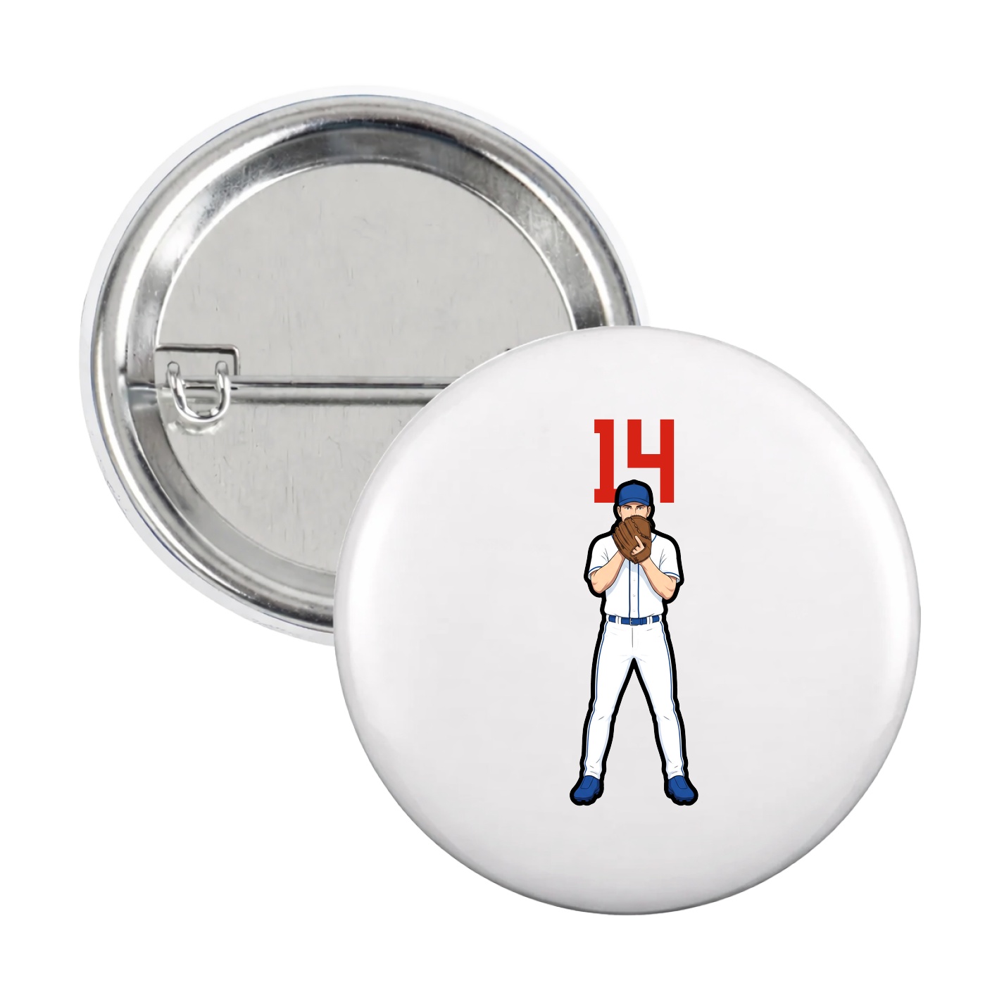 Game Day Button — Number Top in White
