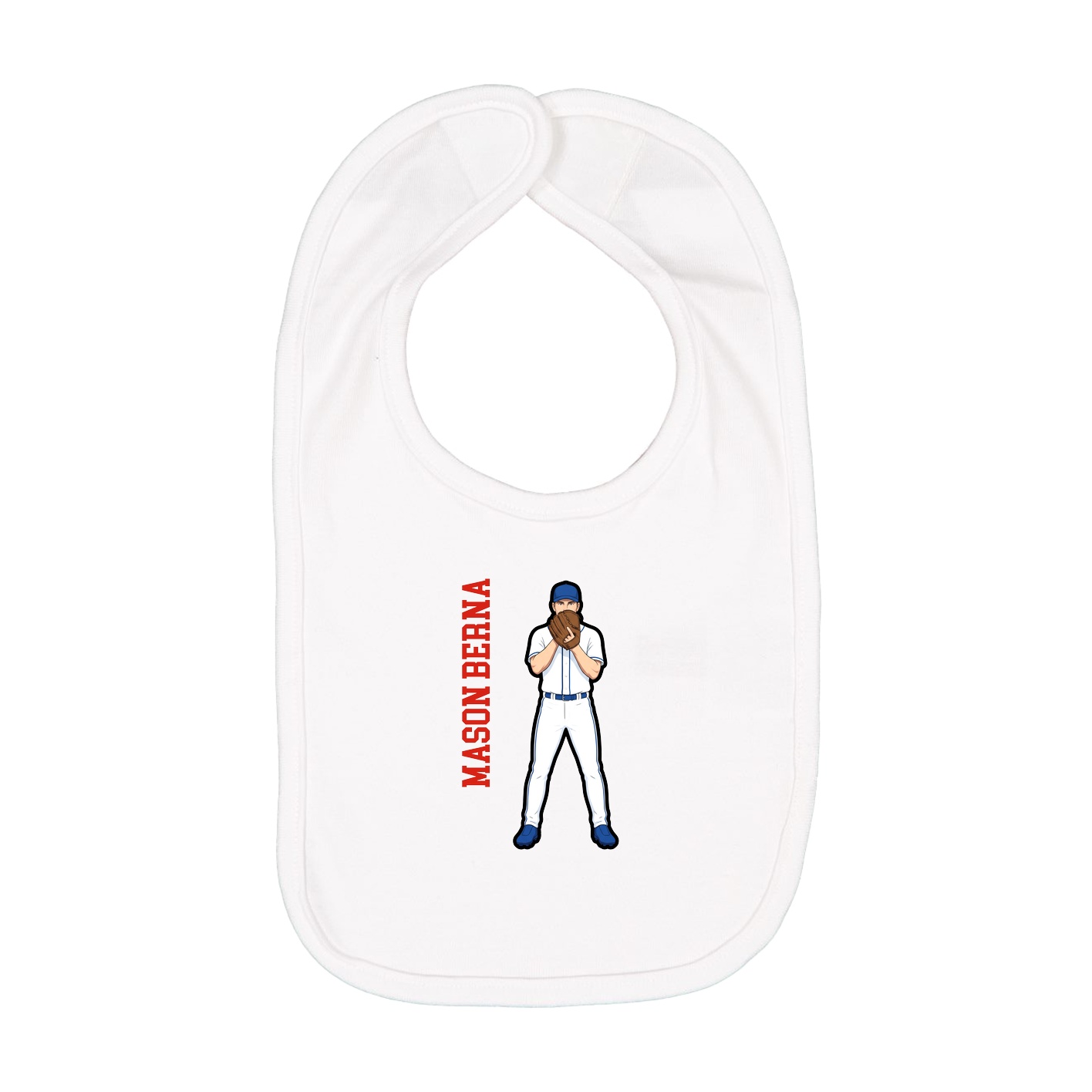 Infant Bib — Name Vertical in White