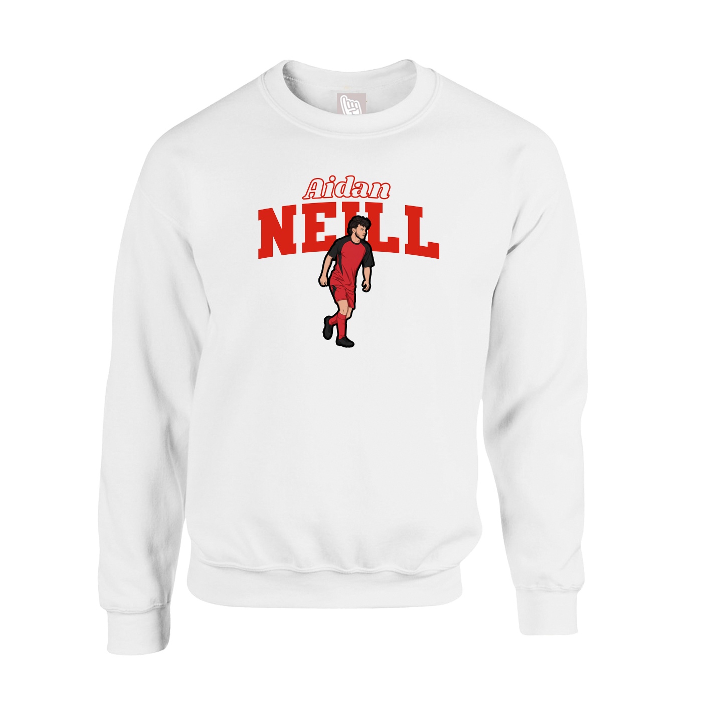 Fleece Crew — Name Arch in White