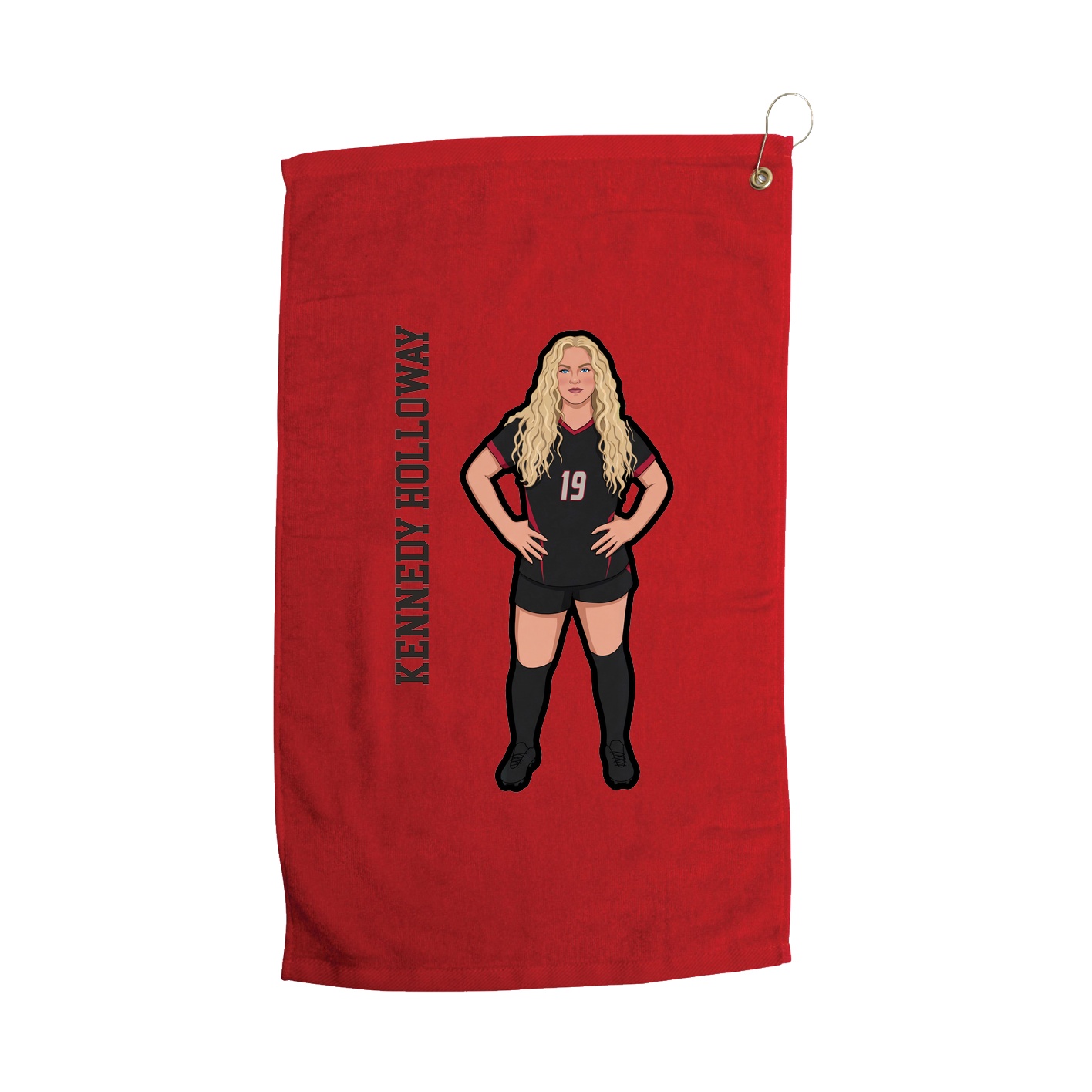 Golf Towel — Name Vertical in Red