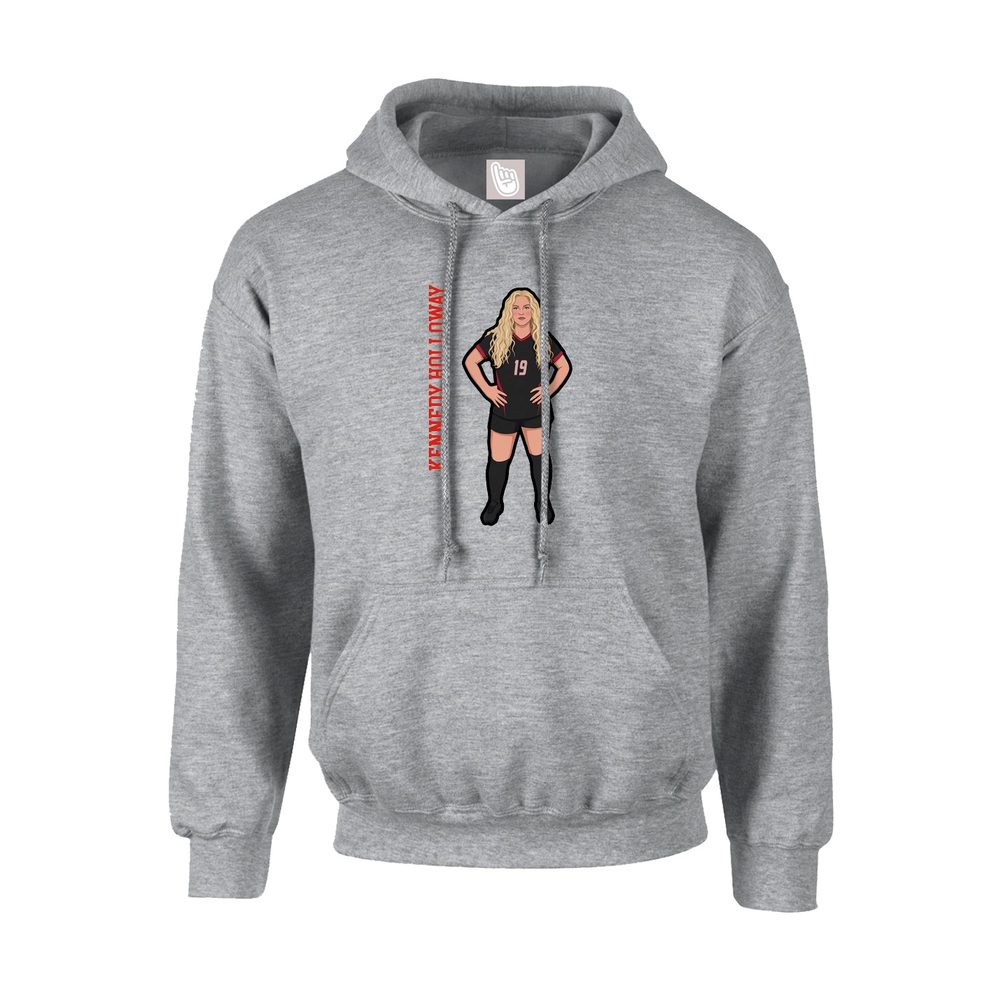 Youth Hoodie — Name Vertical in Grey