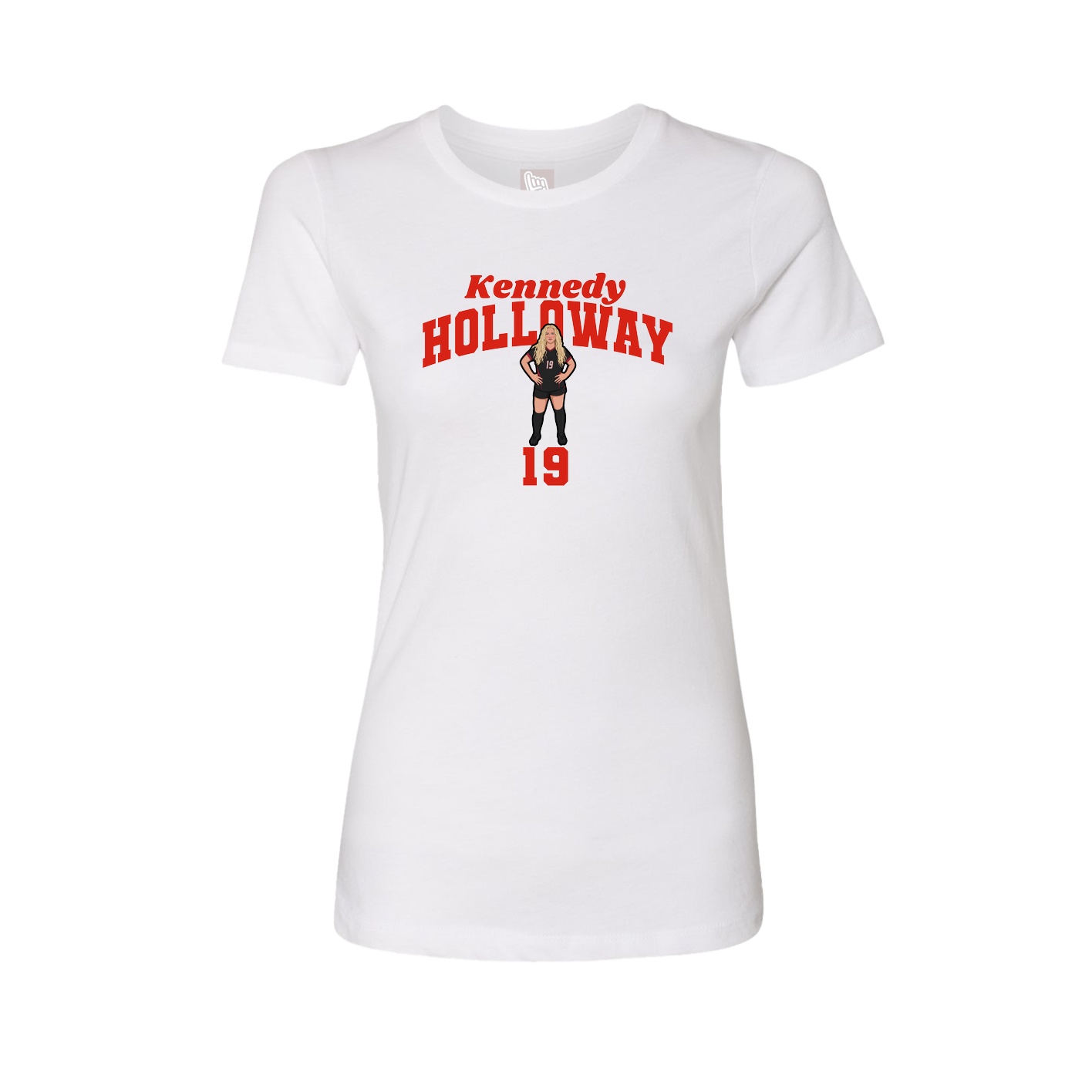 Fitted Women's Tee — Signature Arch in White