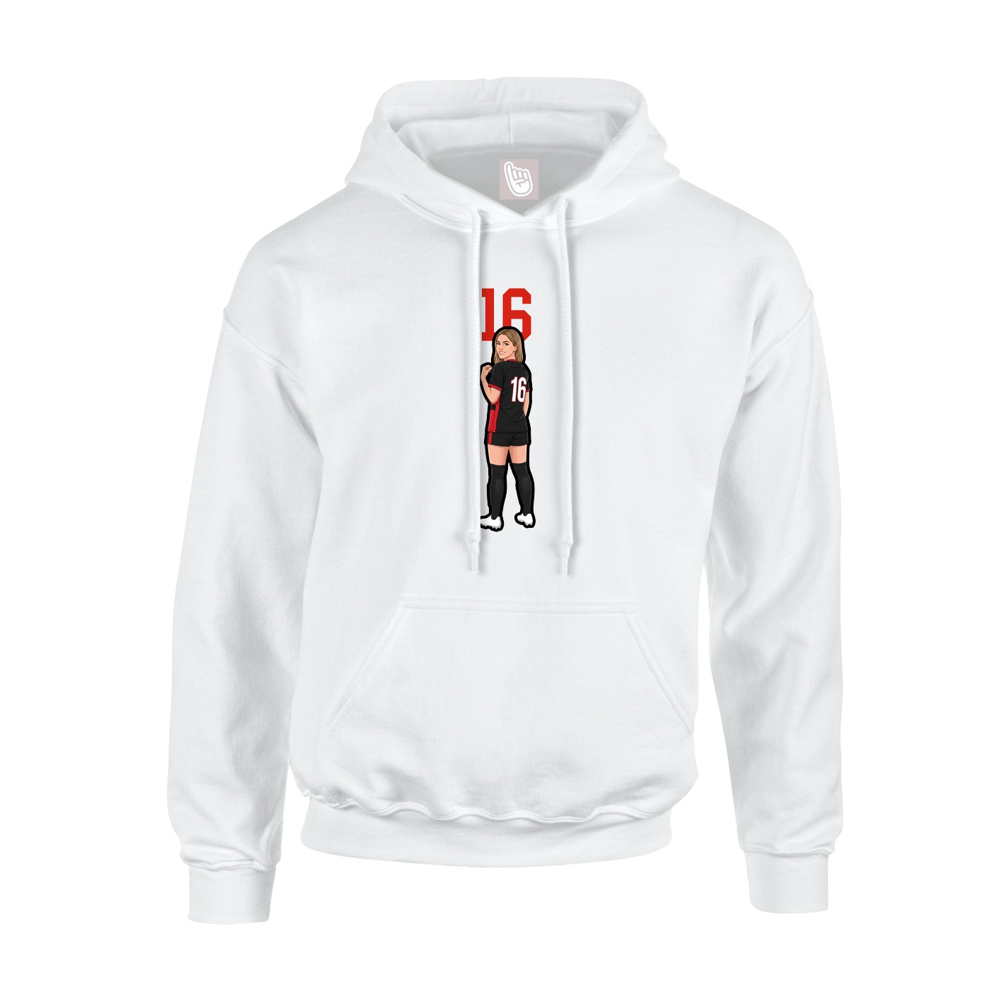 Youth Hoodie — Number Top in White