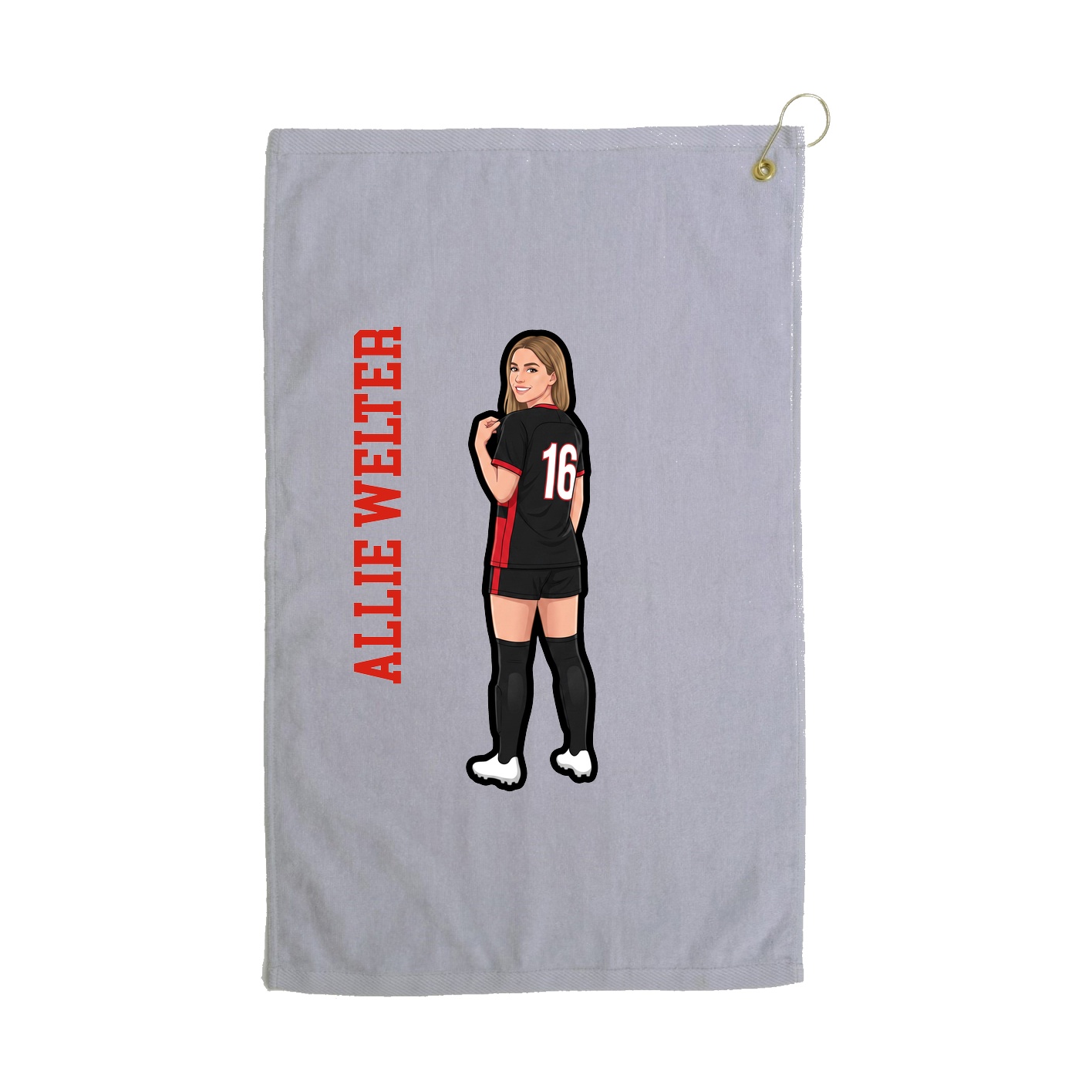 Golf Towel — Name Vertical in Grey