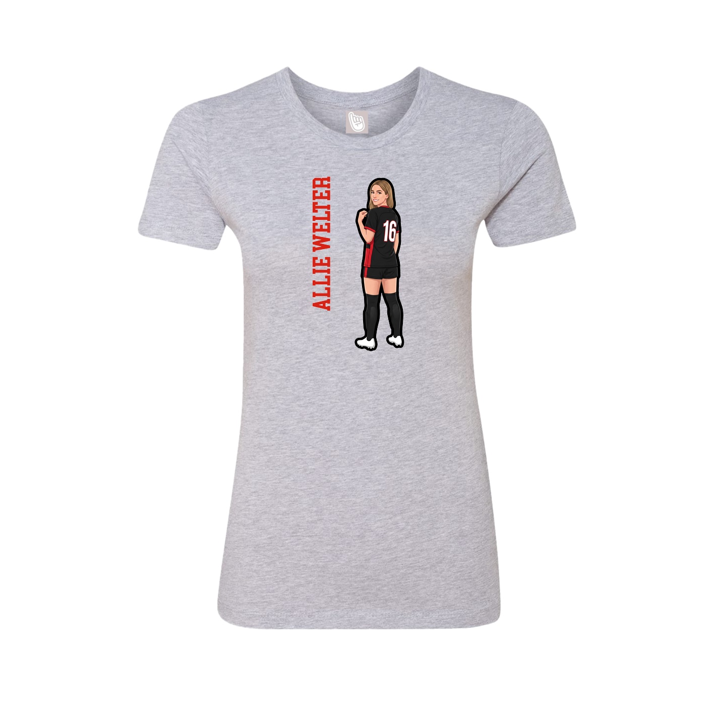 Fitted Women's Tee — Name Vertical in Grey