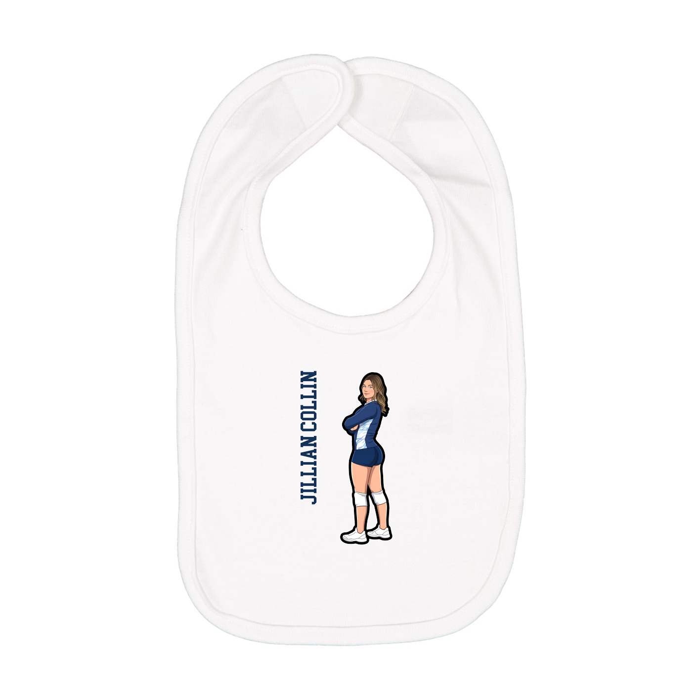 Infant Bib — Name Vertical in White