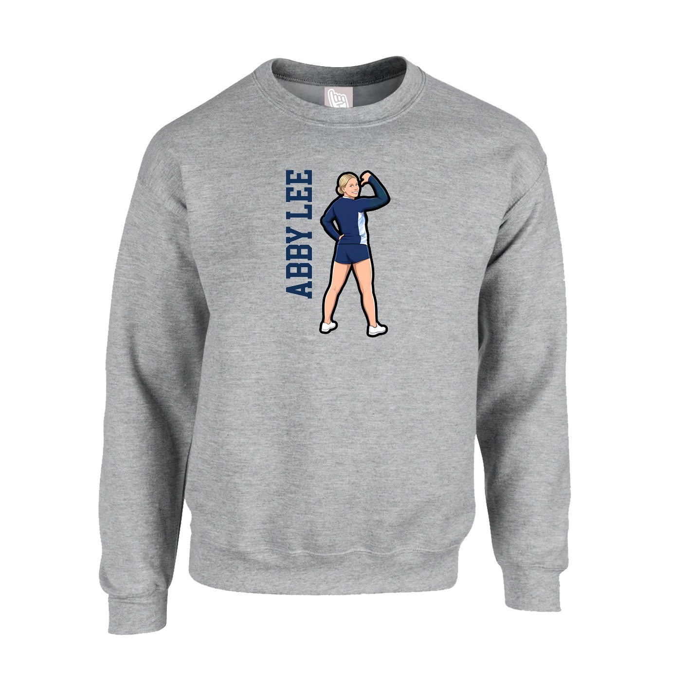 Fleece Crew — Name Vertical in Grey