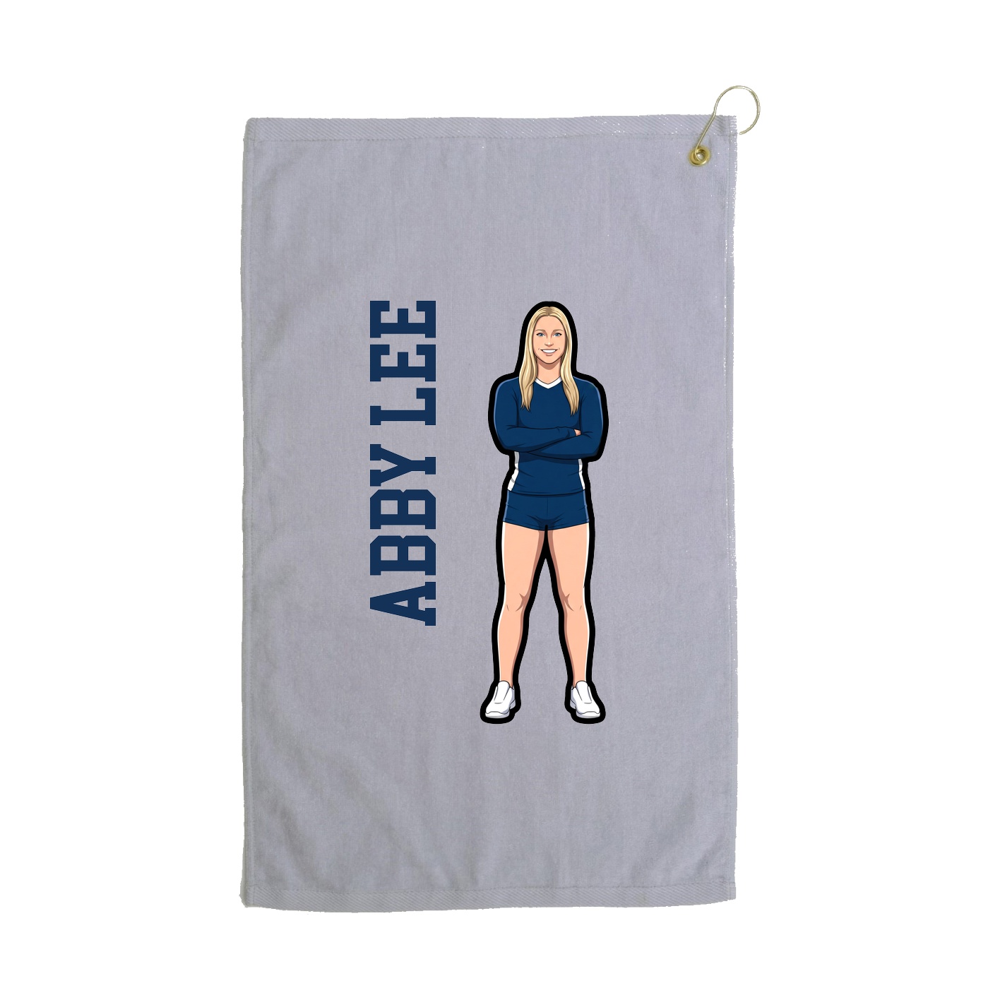 Golf Towel — Name Vertical in Grey