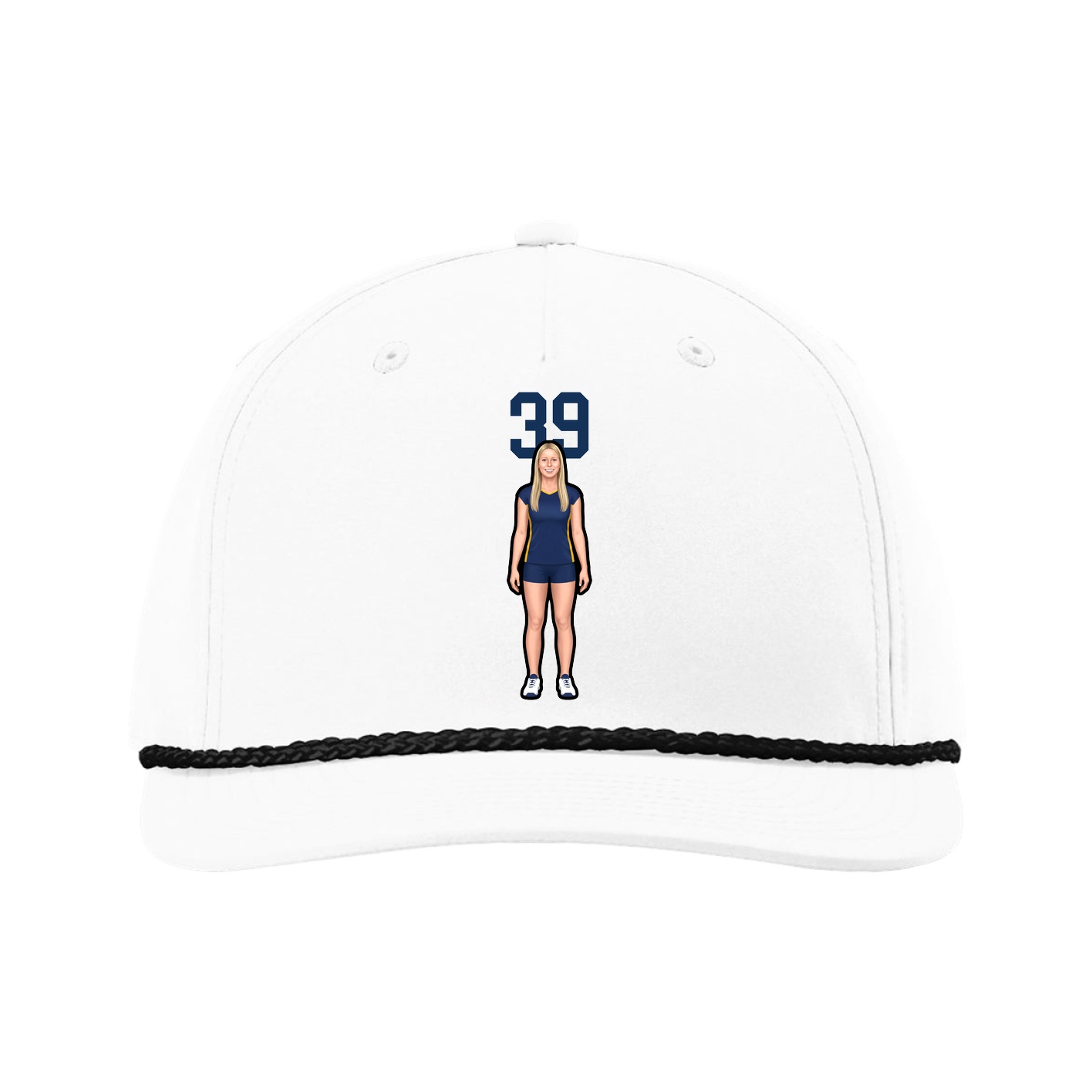 Five-Panel Classic Rope Cap — Number Top in White