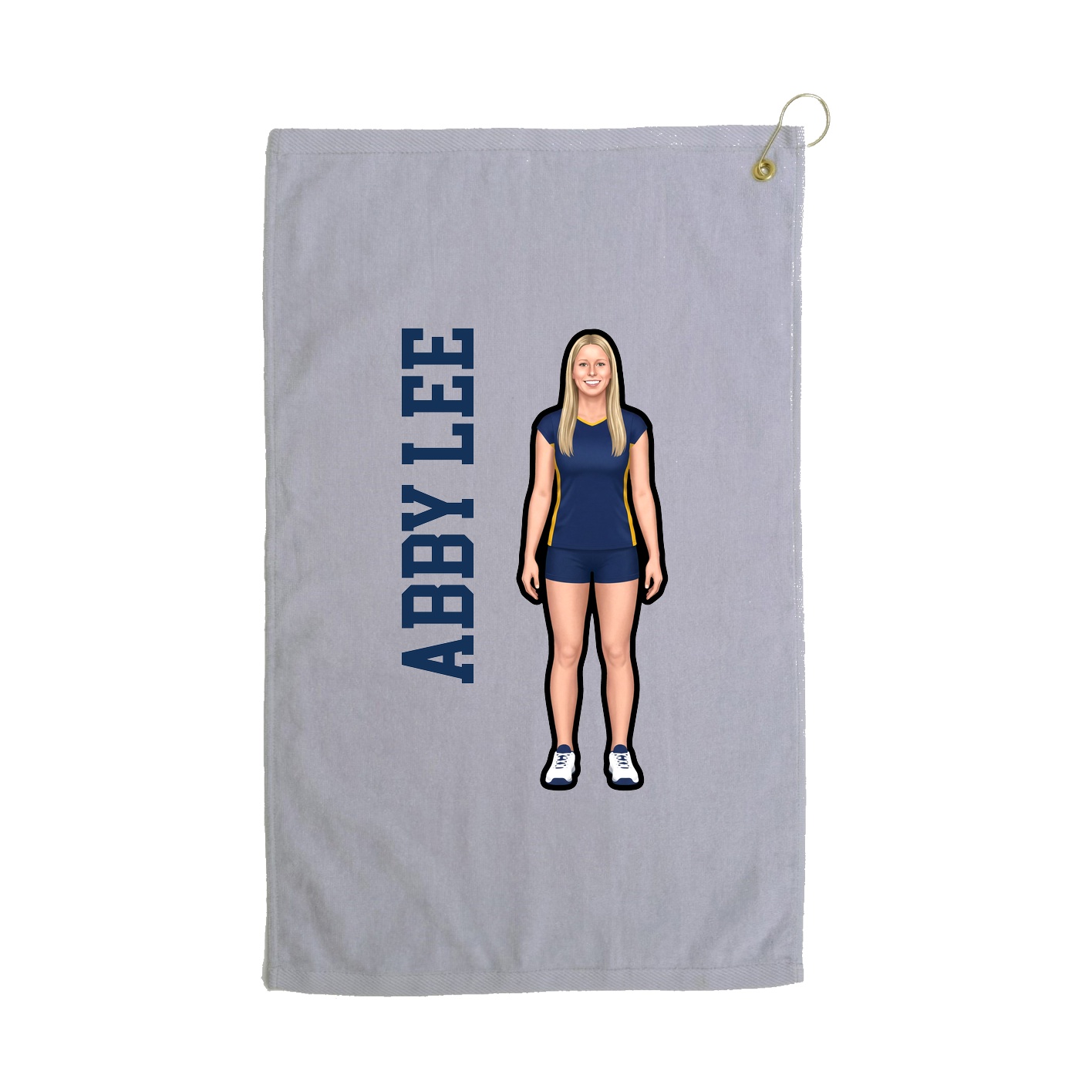 Golf Towel — Name Vertical in Grey