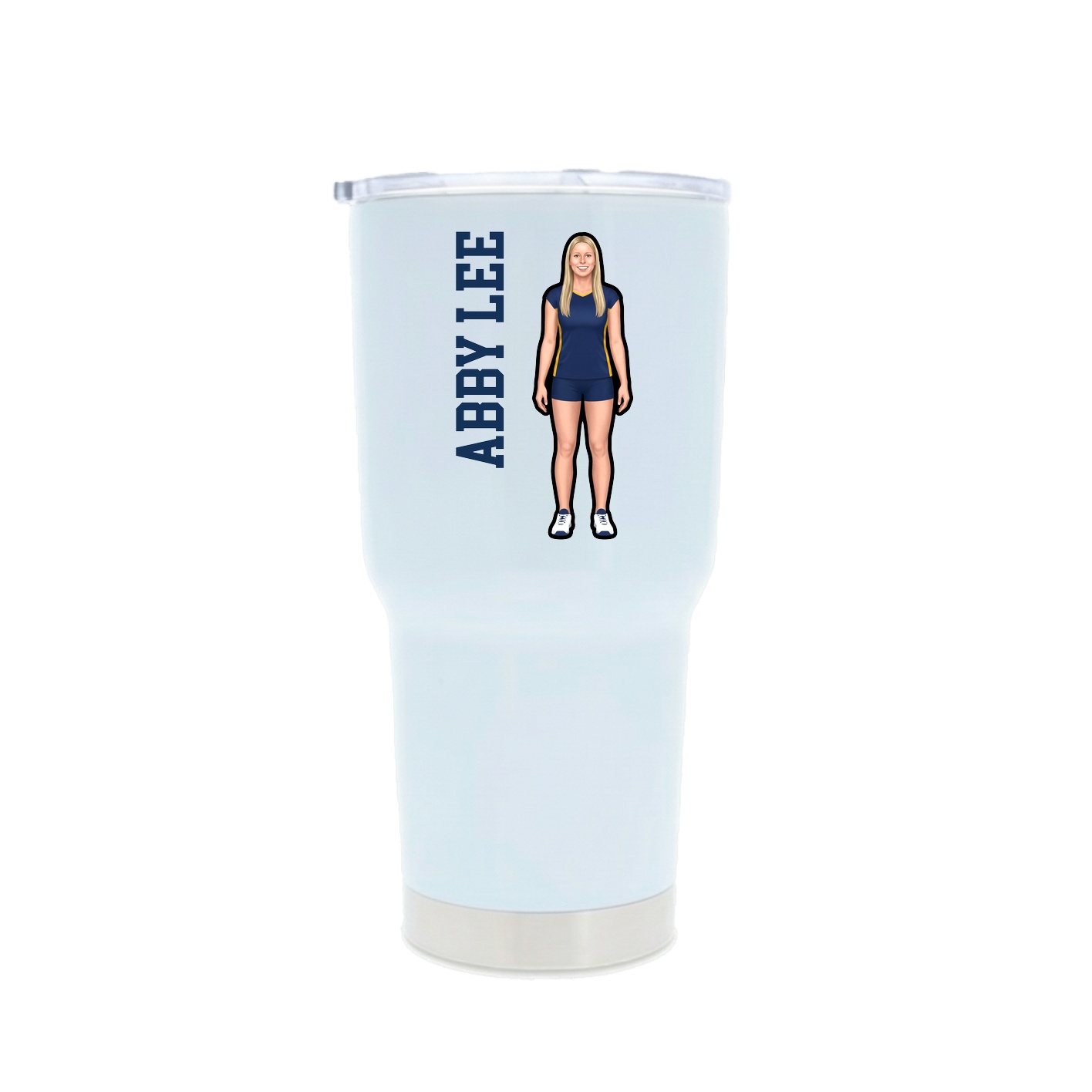 30oz Stainless Steel Tumbler — Name Vertical in White