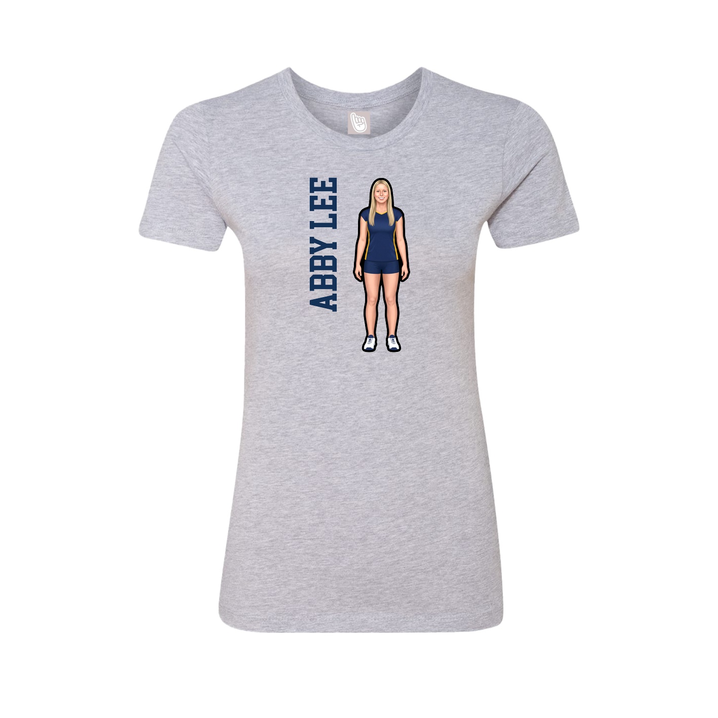 Fitted Women's Tee — Name Vertical in Grey