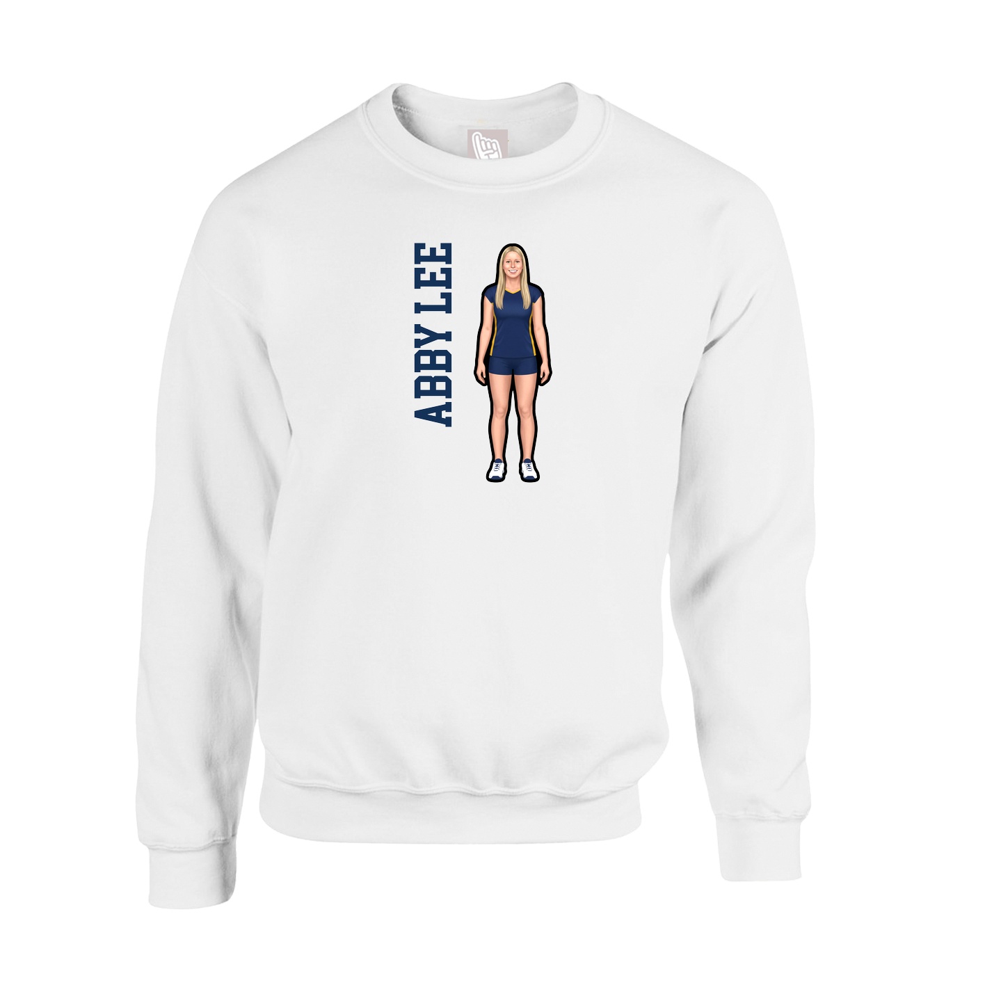 Fleece Crew — Name Vertical in White