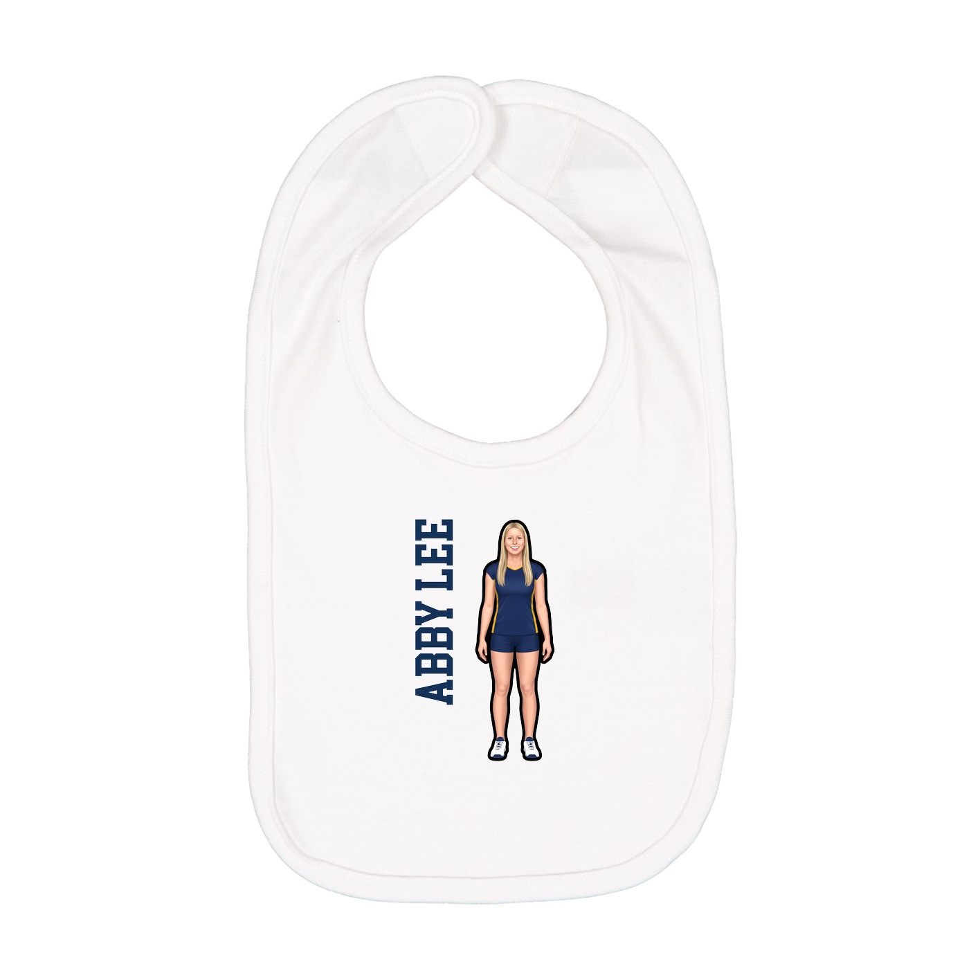 Infant Bib — Name Vertical in White
