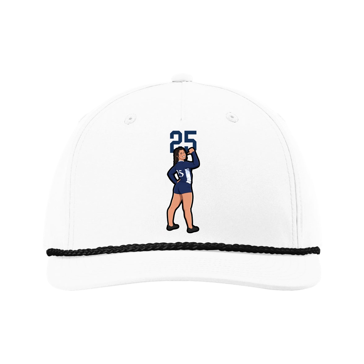 Five-Panel Classic Rope Cap — Number Top in White