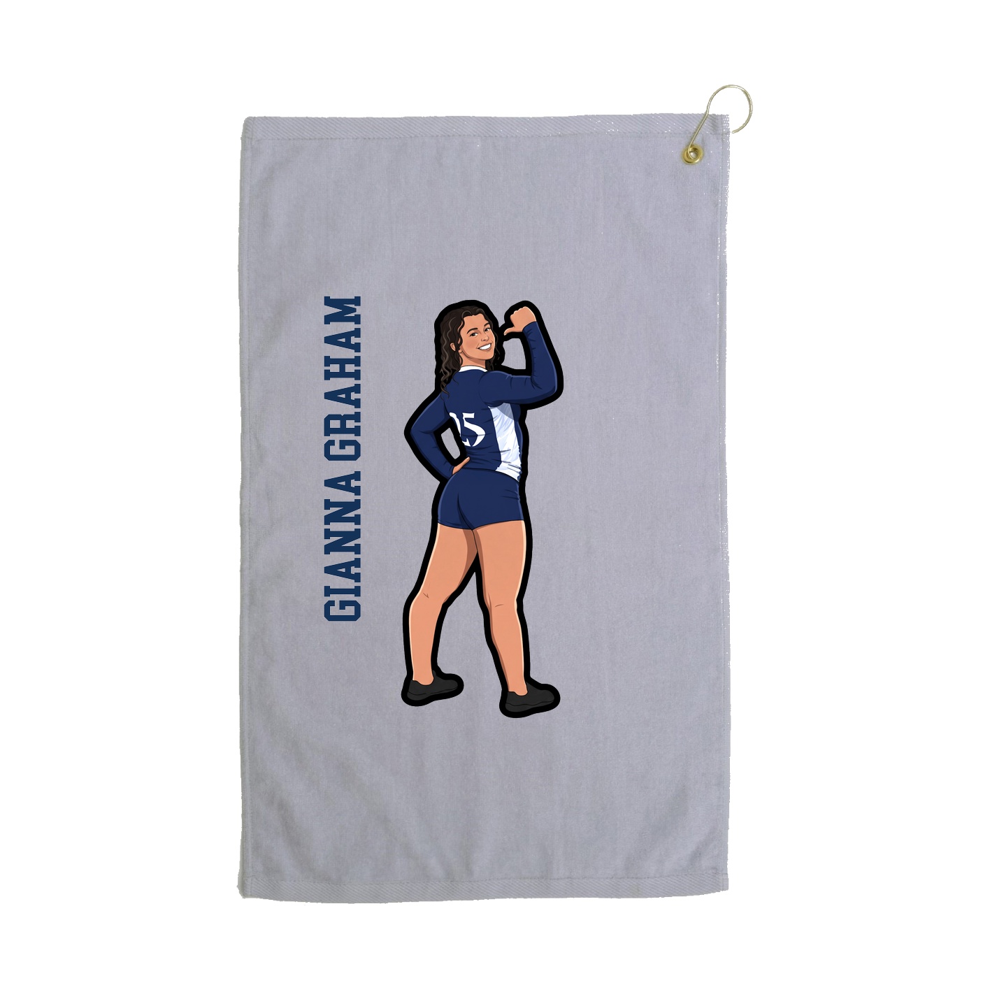 Golf Towel — Name Vertical in Grey