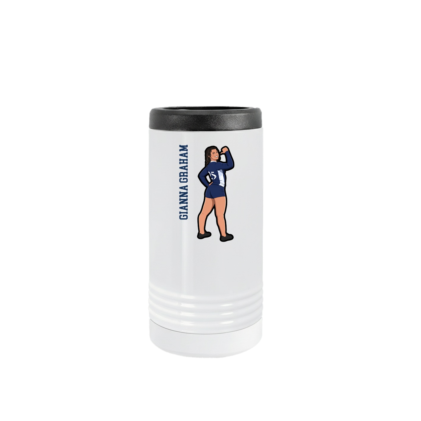 Slim Beverage Holder — Name Vertical in White