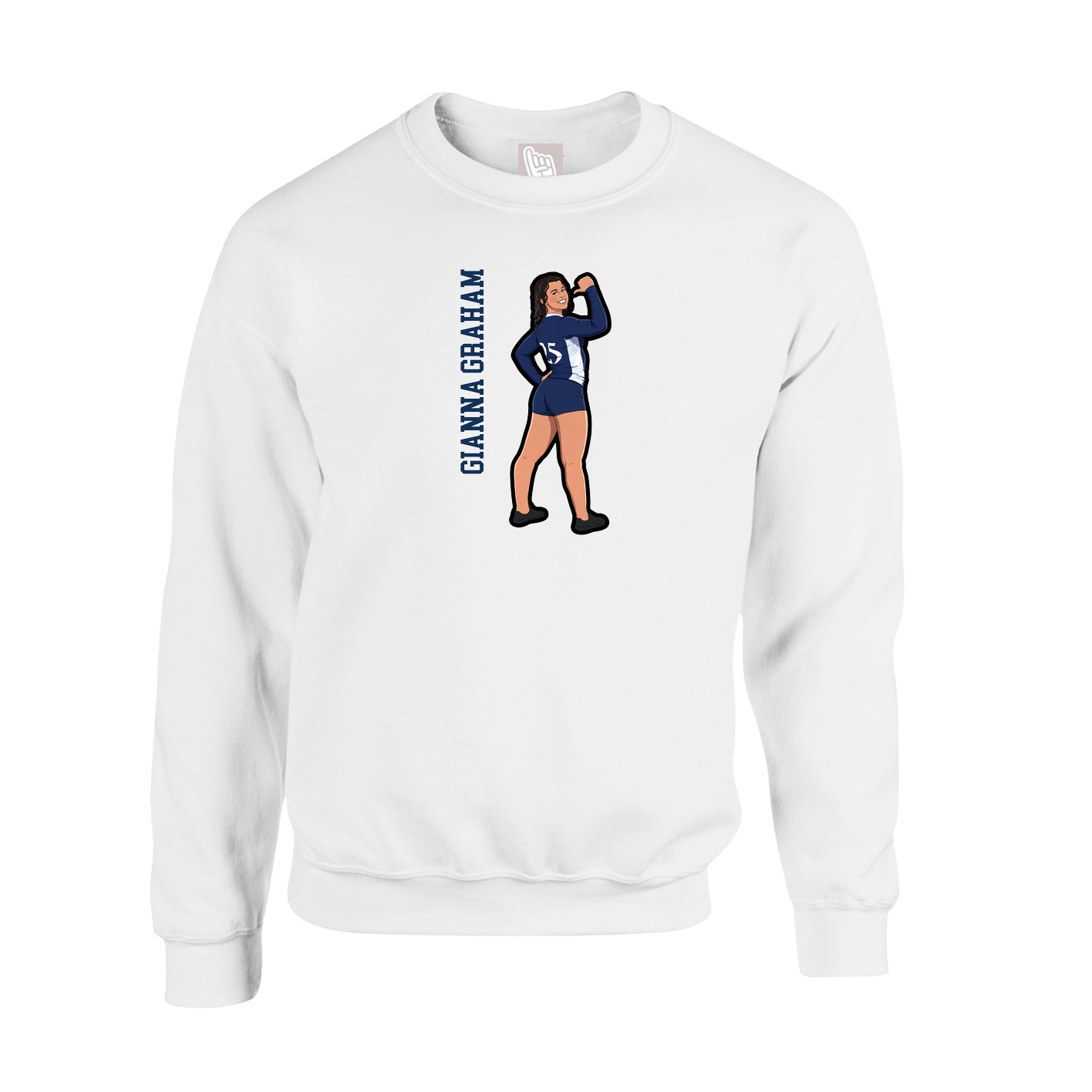 Fleece Crew — Name Vertical in White