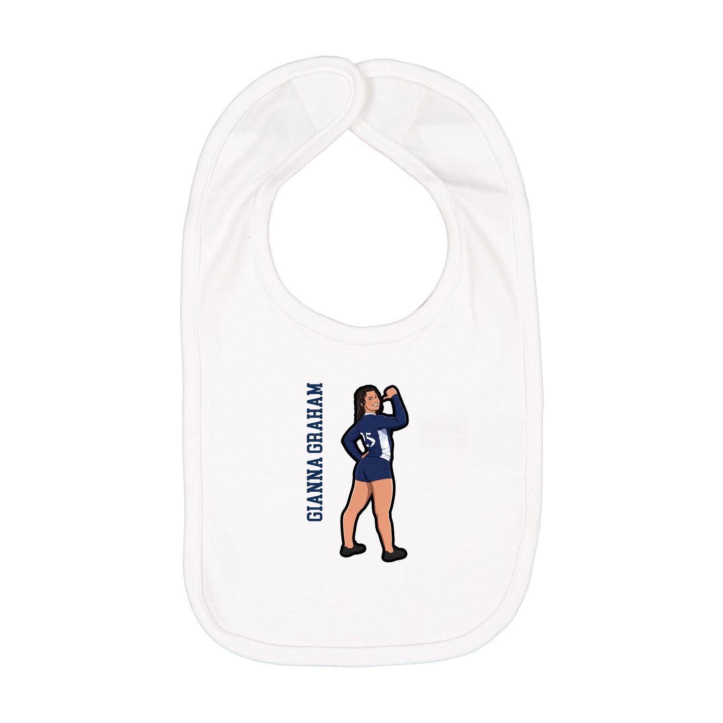 Infant Bib — Name Vertical in White