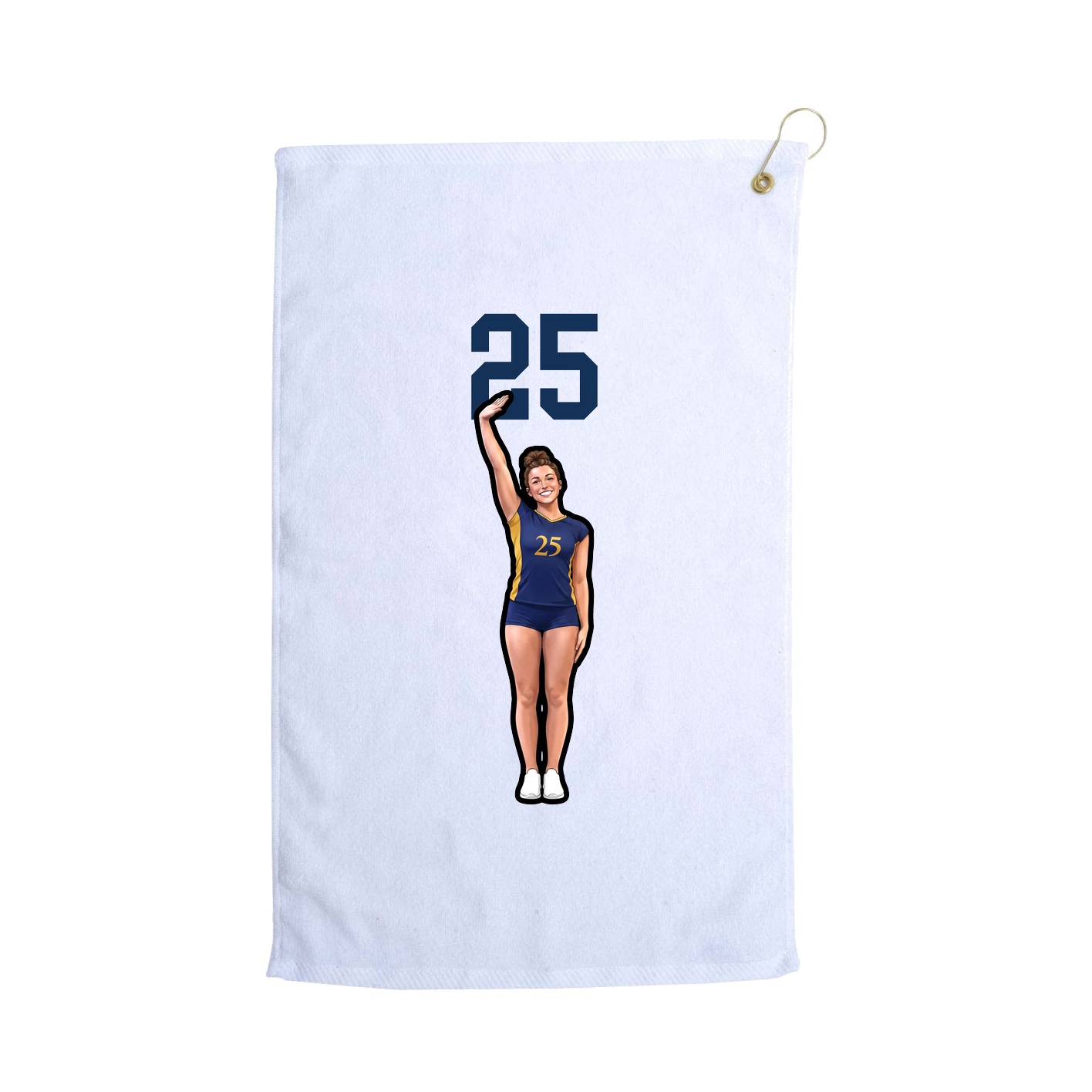 Golf Towel — Number Top in White