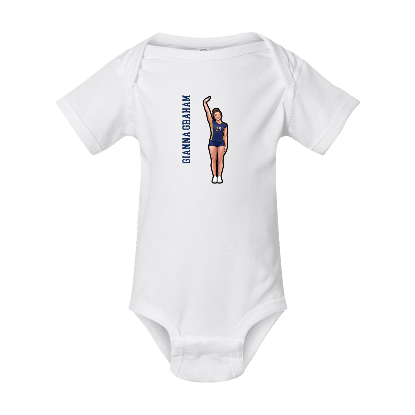 Baby Onesie — Name Vertical in White