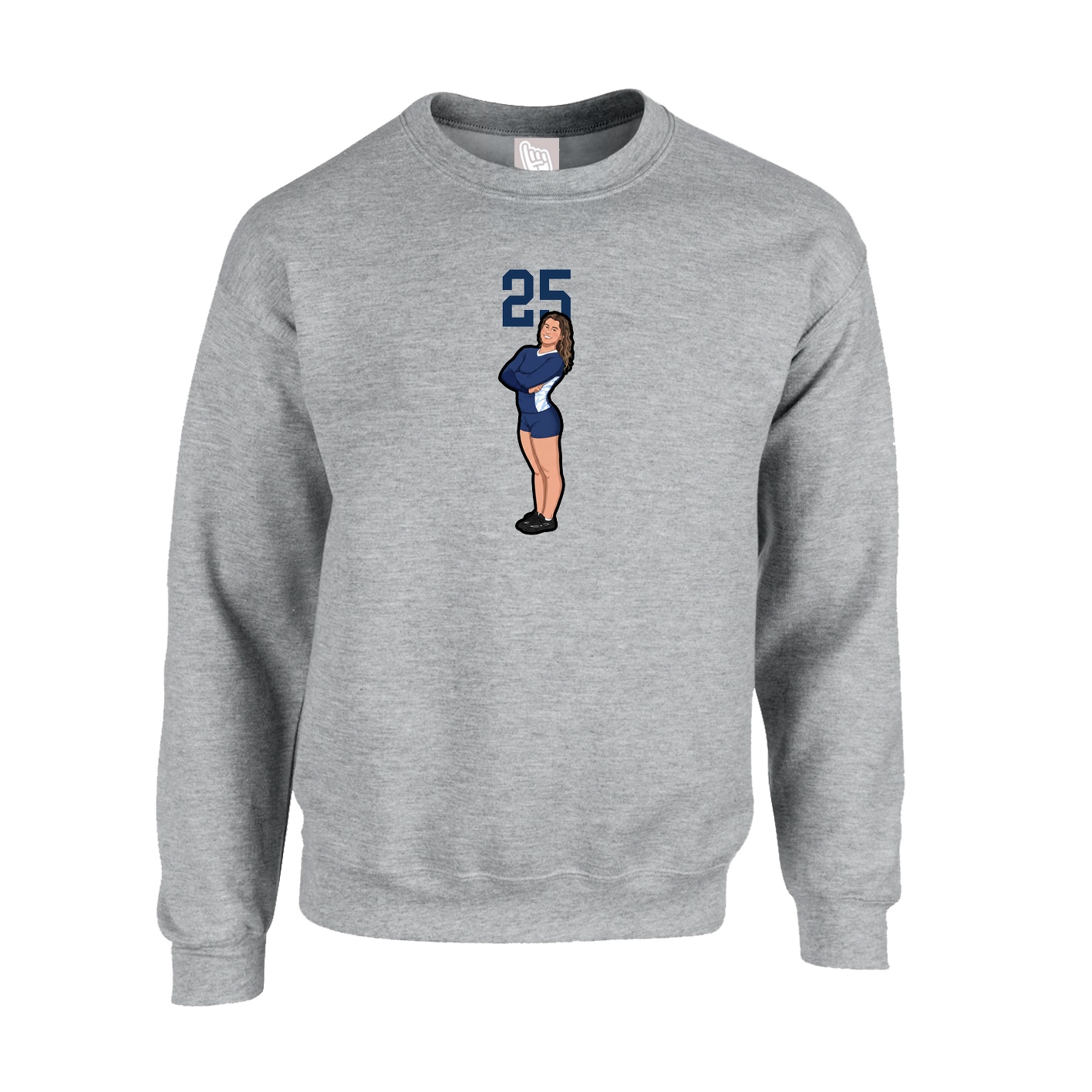 Fleece Crew — Number Top in Grey